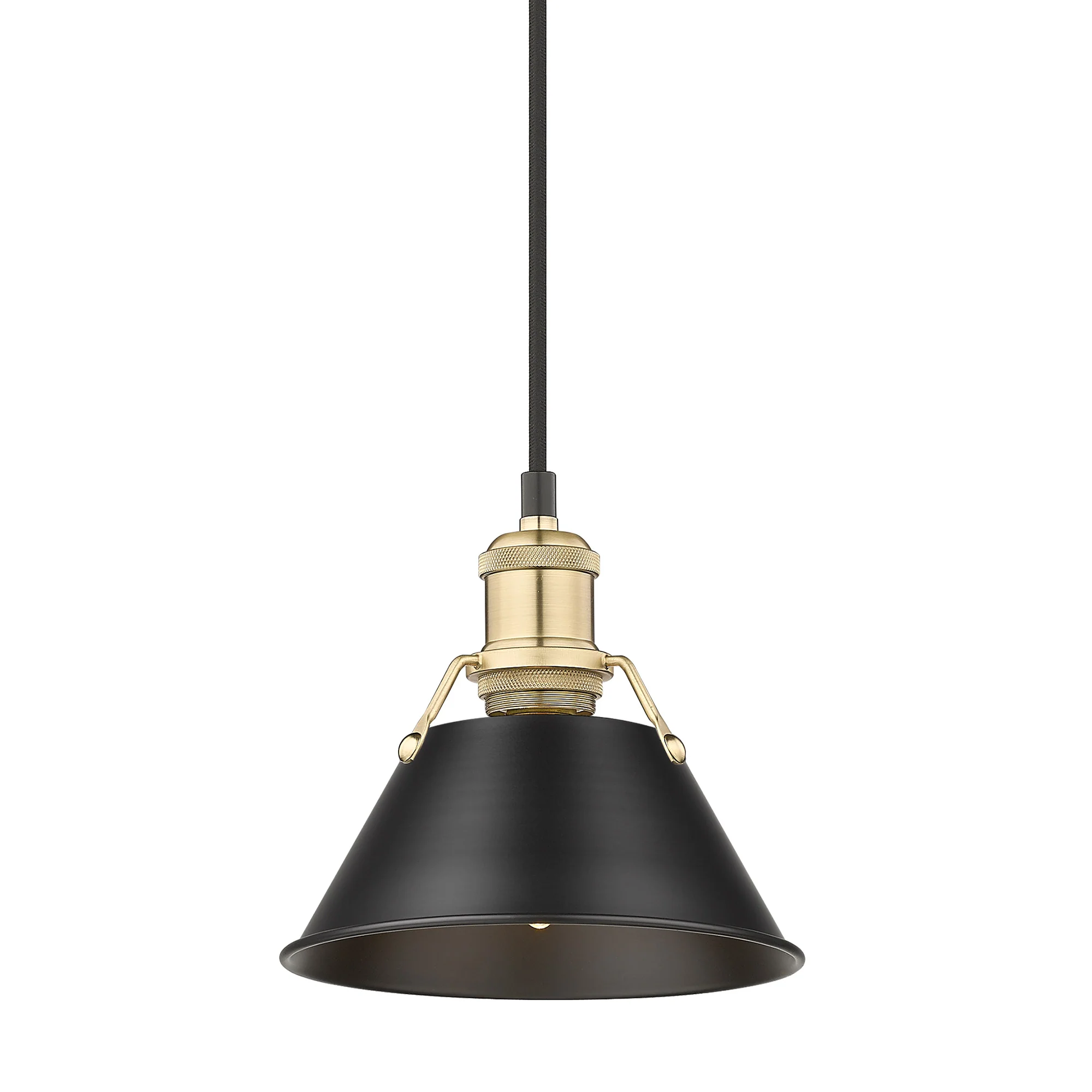 Orwell 1-light 8in Pendant in Brushed Champagne Brass and Matte Black shade - Image 3