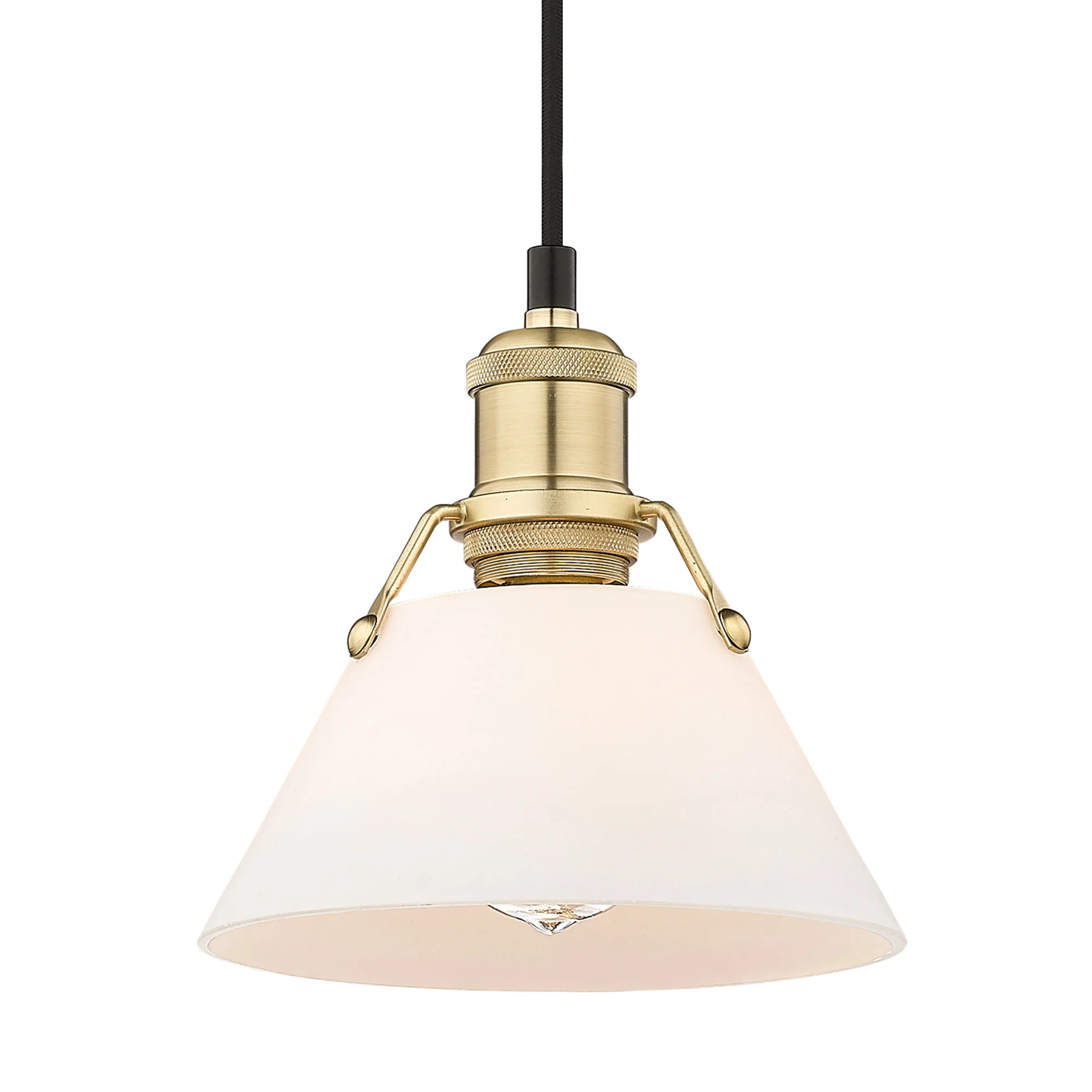 Orwell 1-light 8in Pendant in Brushed Champagne Brass and Opal Glass