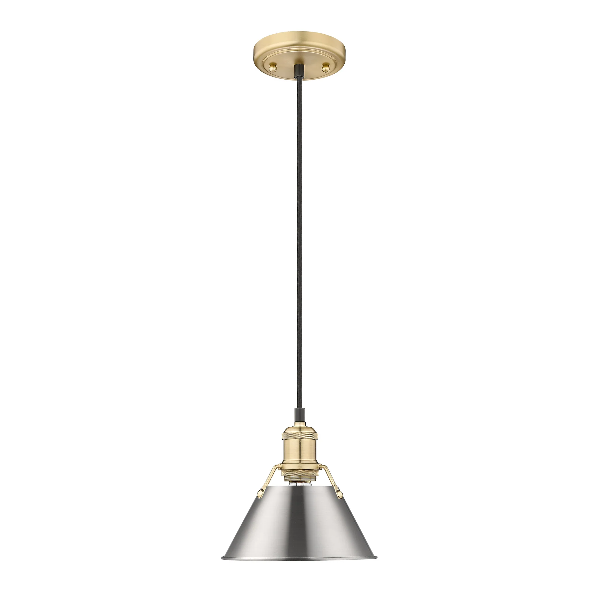 Orwell 1-light 8in Pendant in Brushed Champagne Brass and Pewter shade - Image 2