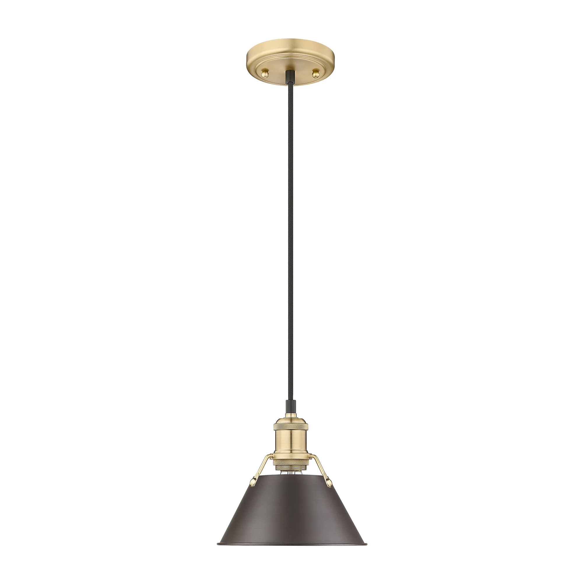 Orwell 1-light 8in Pendant in Brushed Champagne Brass and Rubbed Bronze shade - Image 2