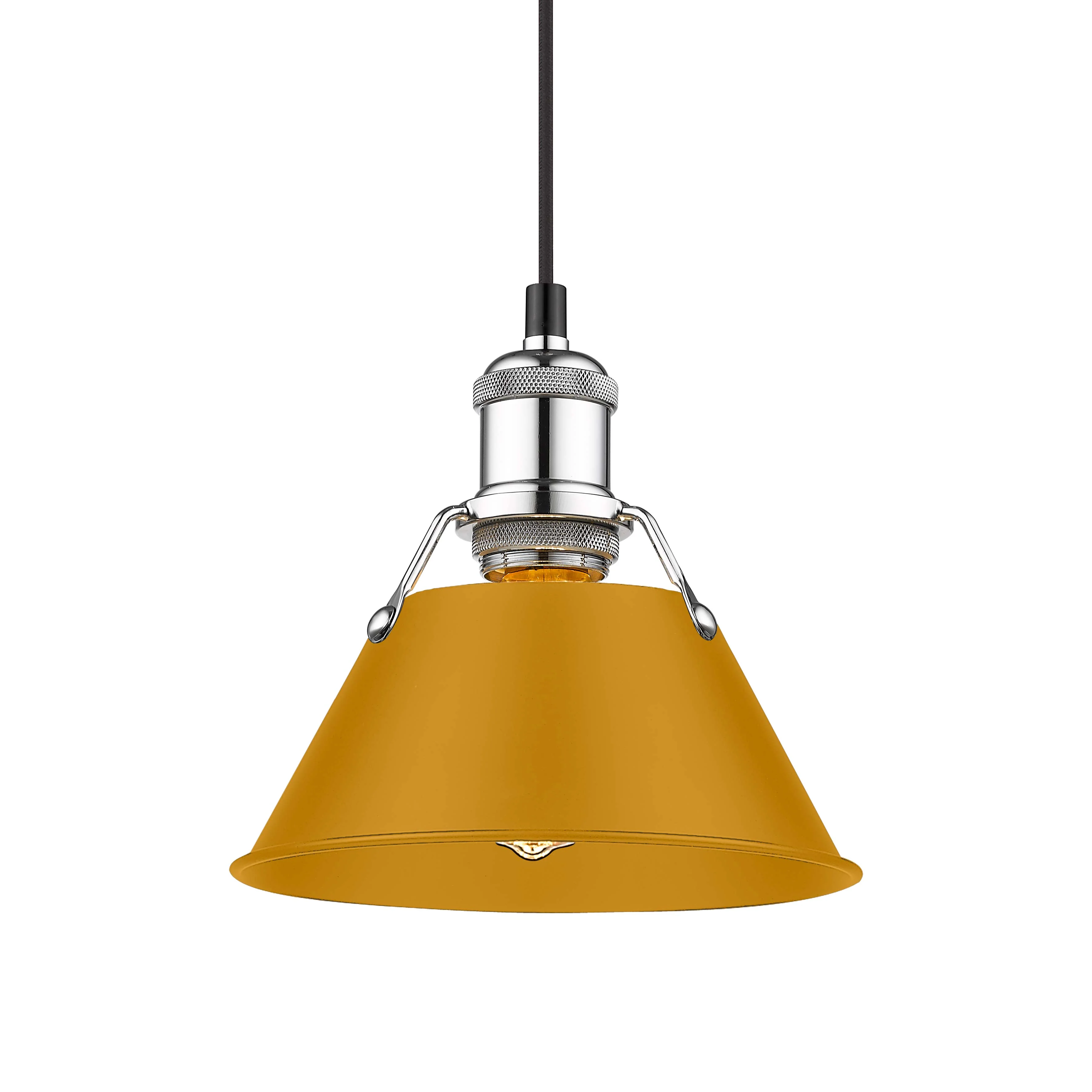 Orwell 1-light 8in Pendant in Chrome and Auric Yellow shade