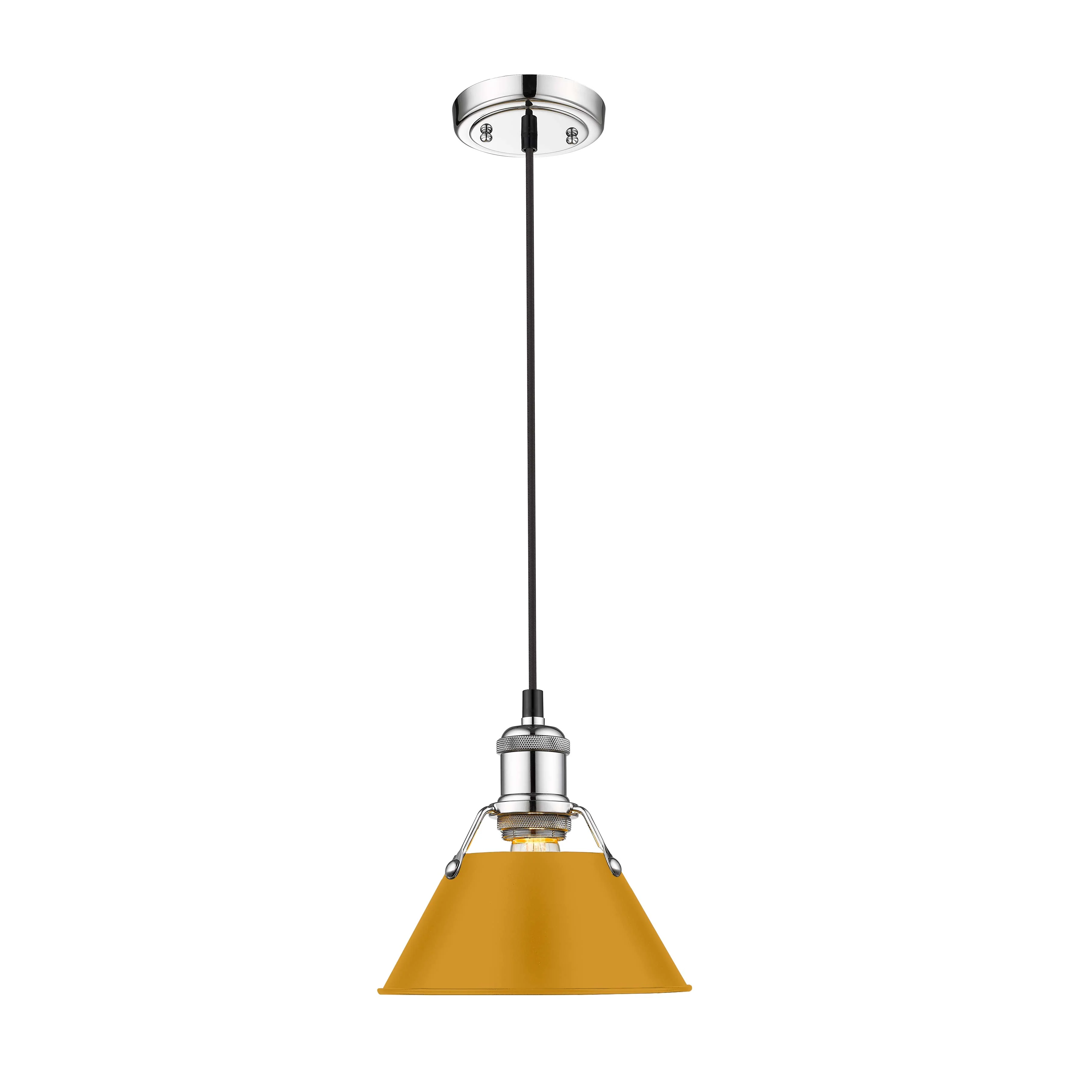 Orwell 1-light 8in Pendant in Chrome and Auric Yellow shade - Image 2