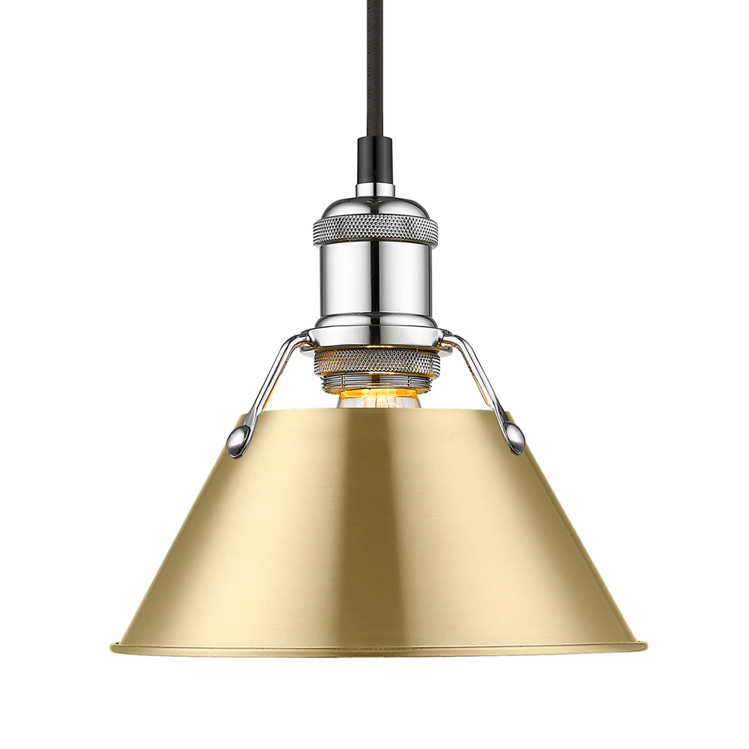 Orwell 1-light 8in Pendant in Chrome and Brushed Champagne Brass shade