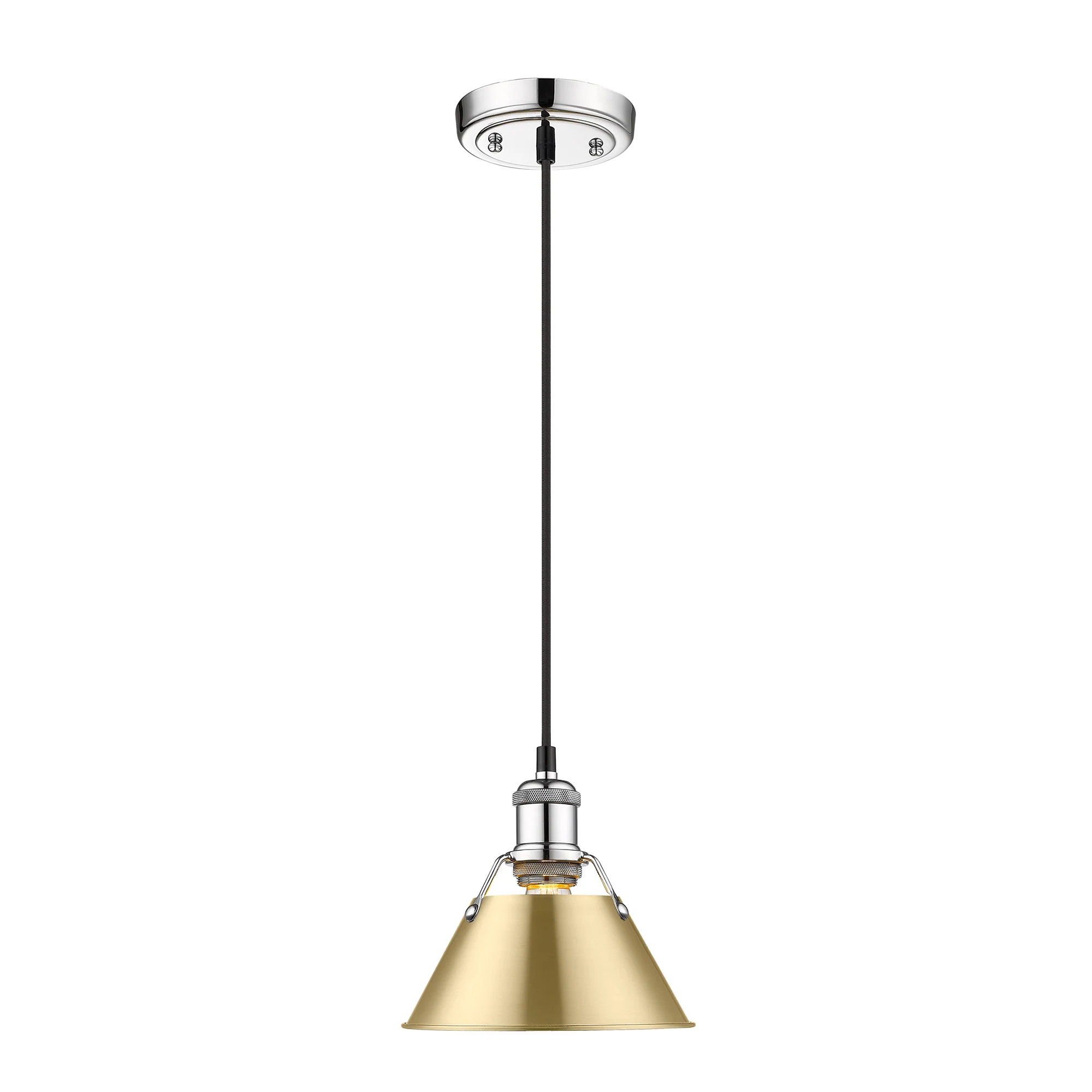 Orwell 1-light 8in Pendant in Chrome and Brushed Champagne Brass shade - Image 2