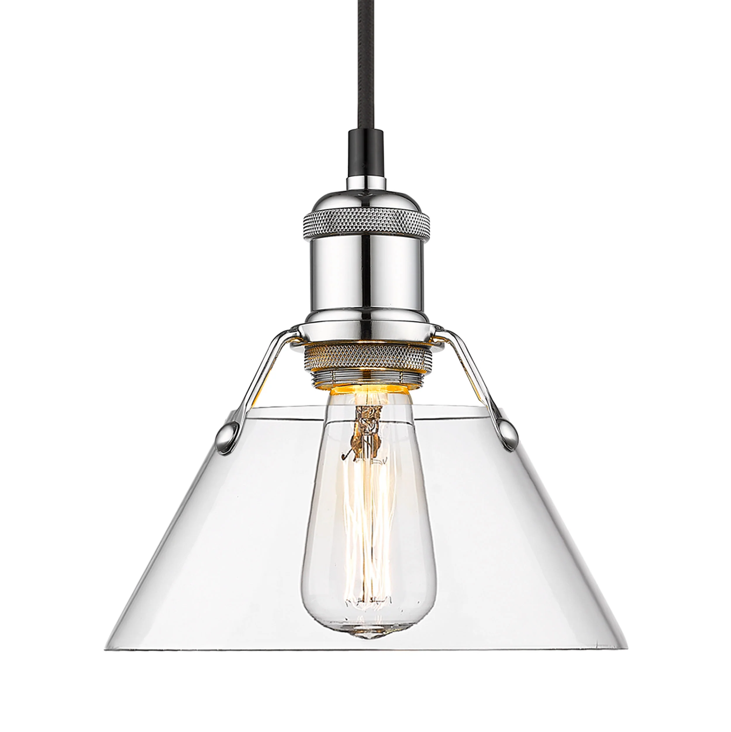 Orwell 1-light 8in Pendant in Chrome and Clear Glass