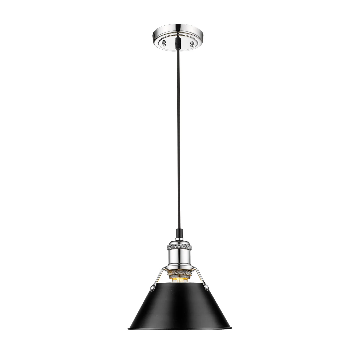 Orwell 1-light 8in Pendant in Chrome and Matte Black shade - Image 2