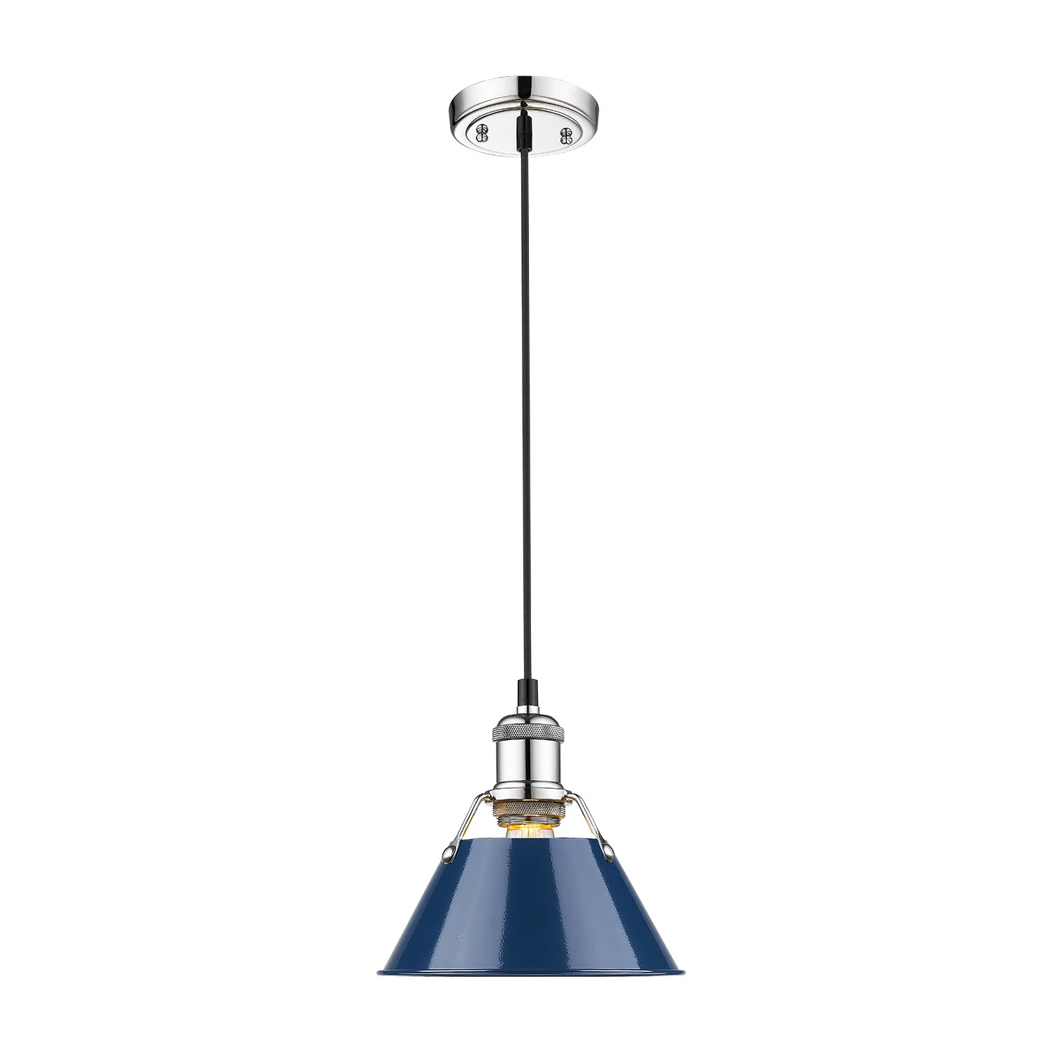 Orwell 1-light 8in Pendant in Chrome and Navy Blue shade - Image 2