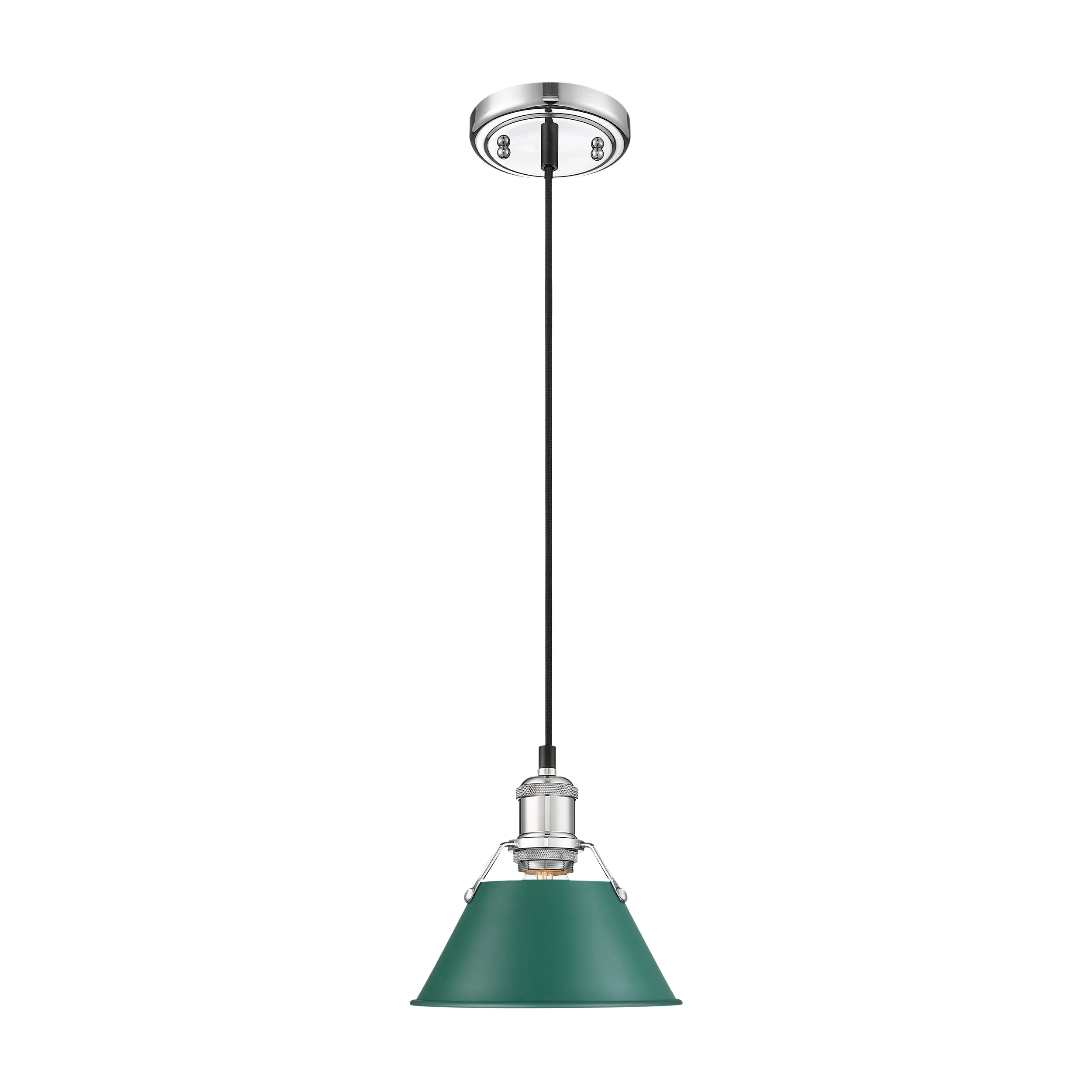 Orwell 1-light 8in Pendant in Chrome and Pine Green shade - Image 2