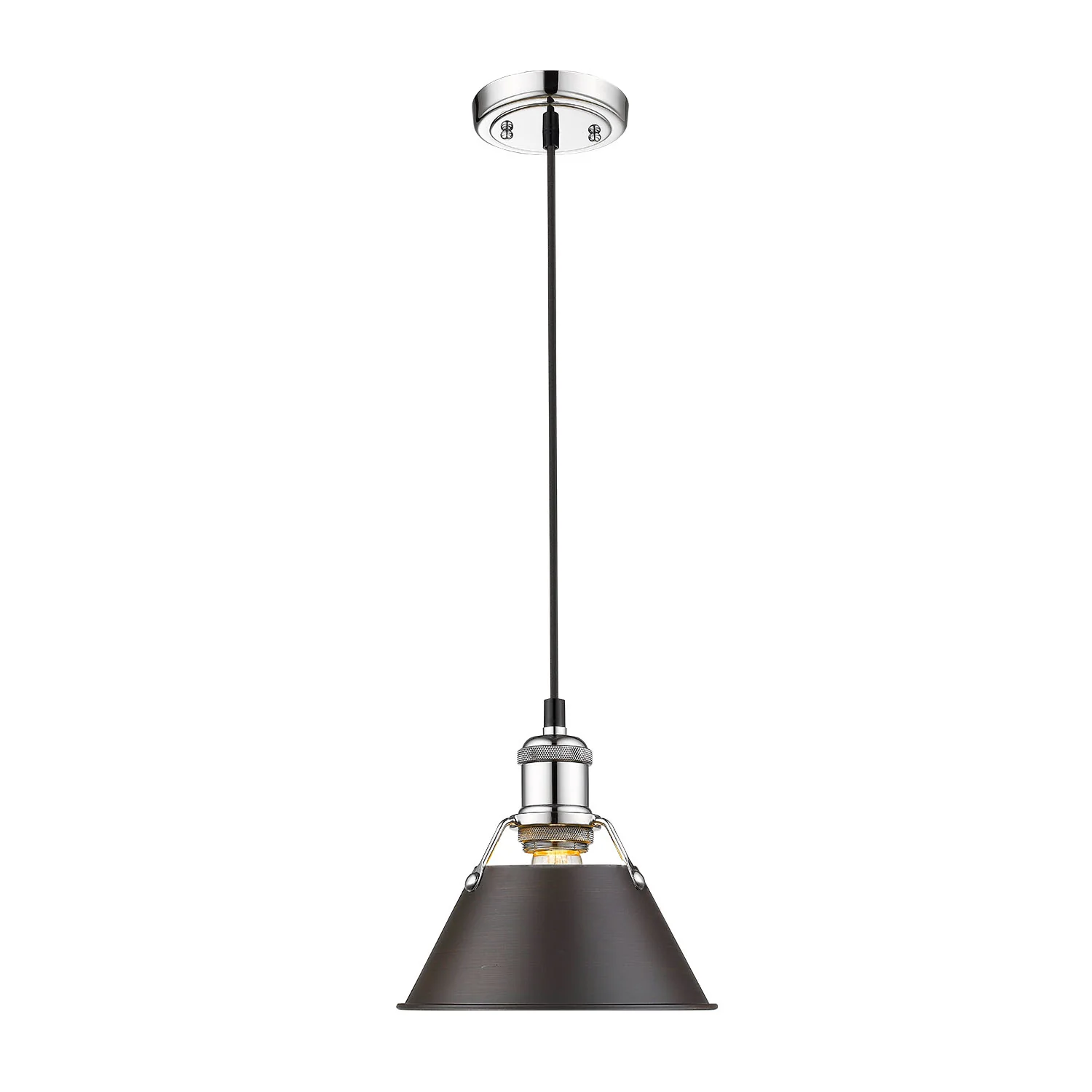 Orwell 1-light 8in Pendant in Chrome and Rubbed Bronze shade - Image 2