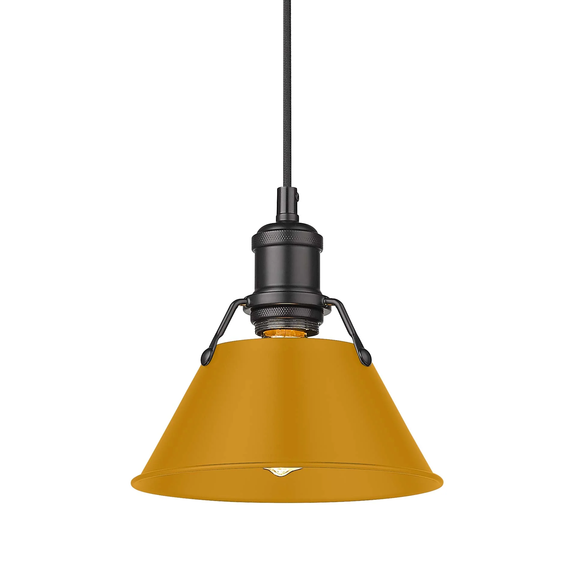 Orwell 1-light 8in Pendant in Matte Black and Auric Yellow shade