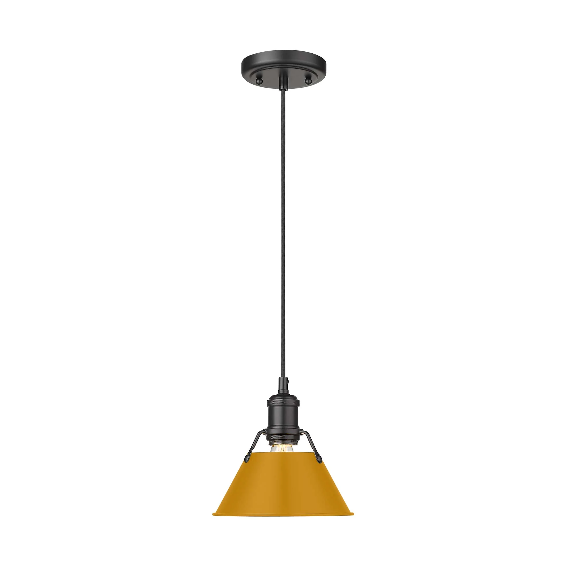 Orwell 1-light 8in Pendant in Matte Black and Auric Yellow shade - Image 2