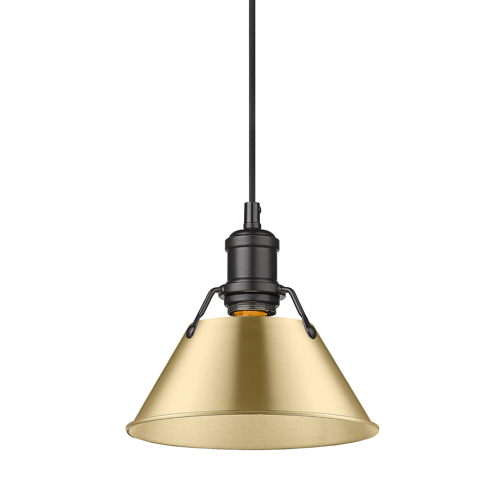 Orwell 1-light 8in Pendant in Matte Black and Brushed Champagne Brass shade - Image 3