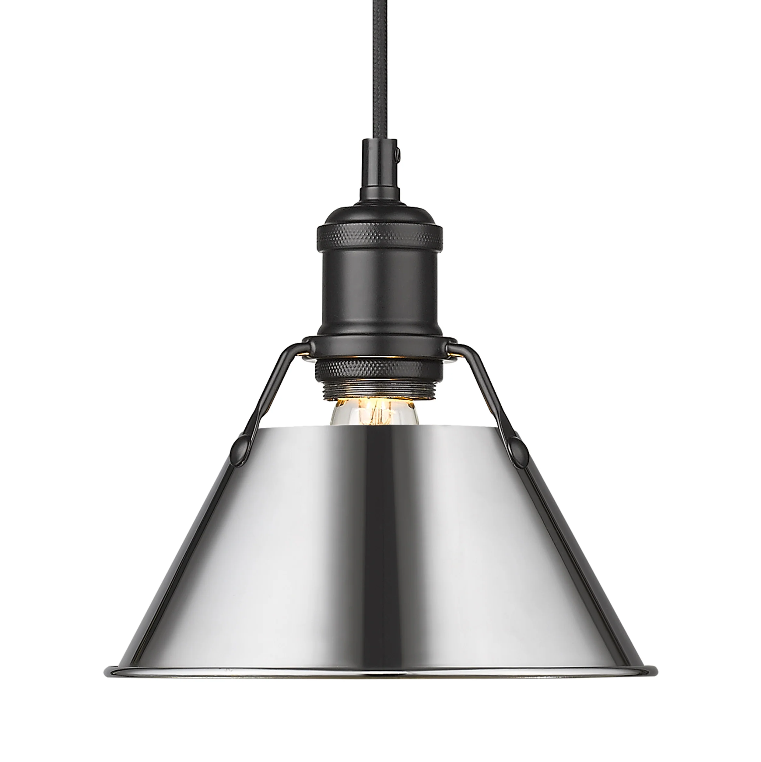 Orwell 1-light 8in Pendant in Matte Black and Chrome shade