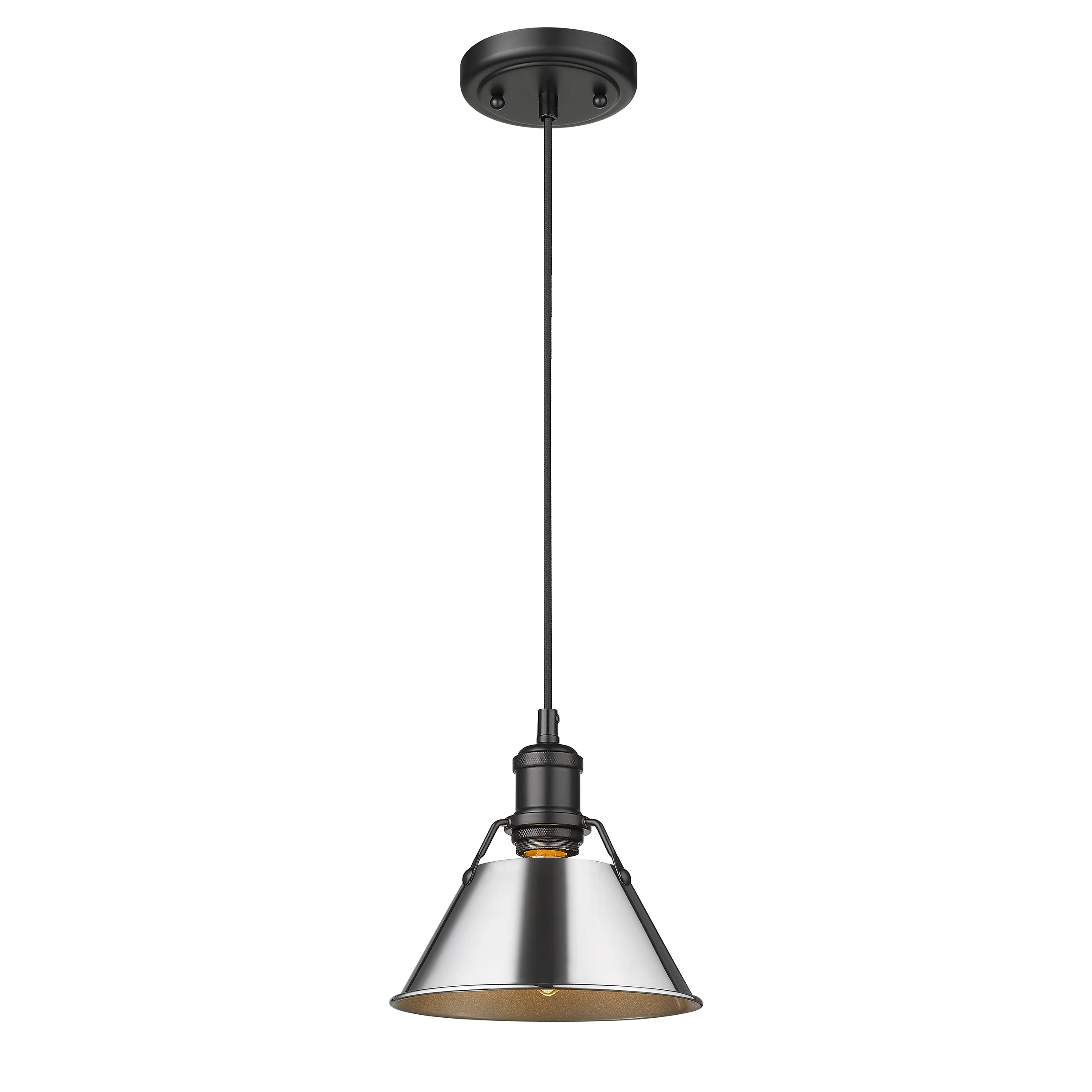 Orwell 1-light 8in Pendant in Matte Black and Chrome shade - Image 2