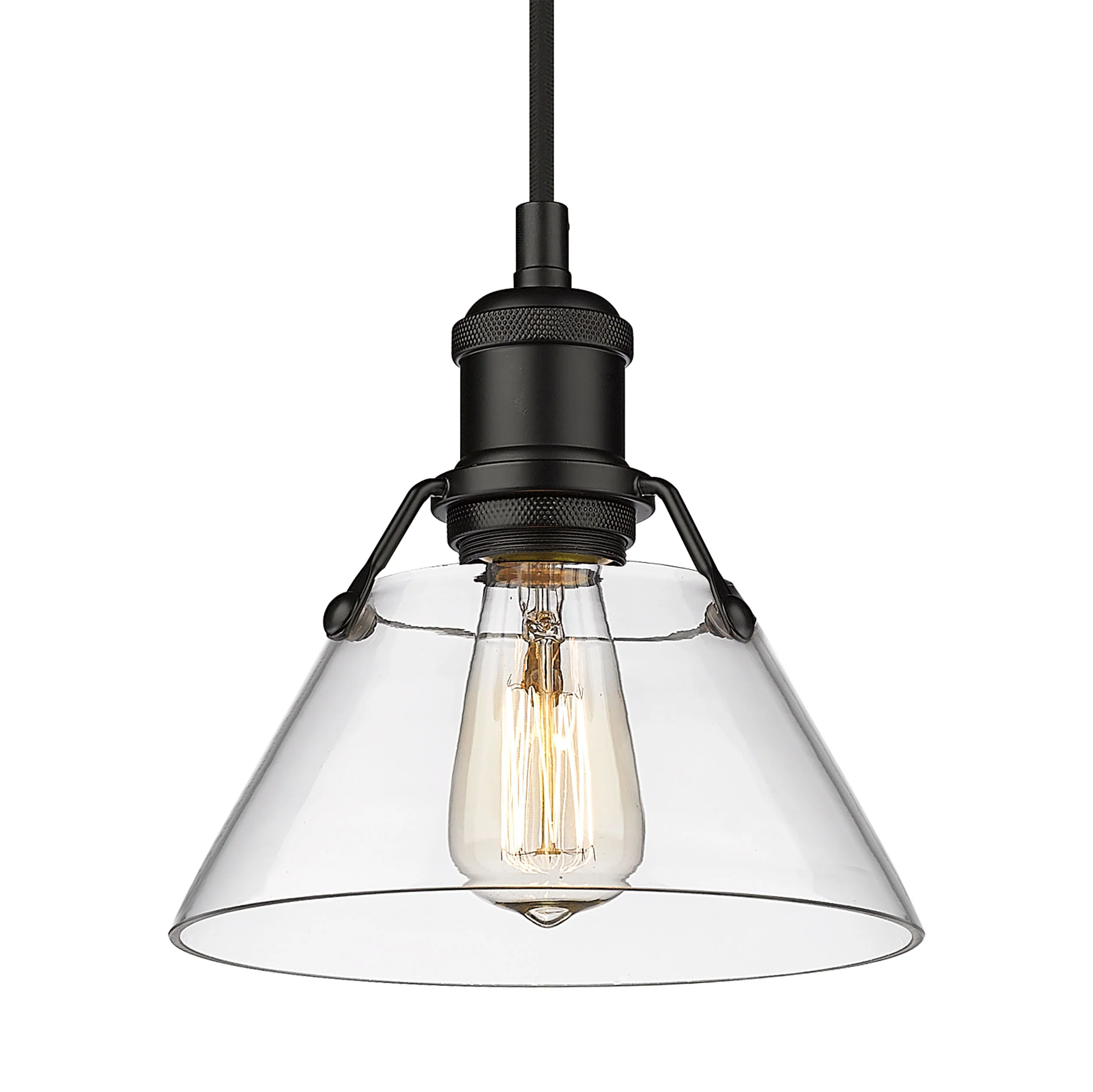 Orwell 1-light 8in Pendant in Matte Black and Clear Glass