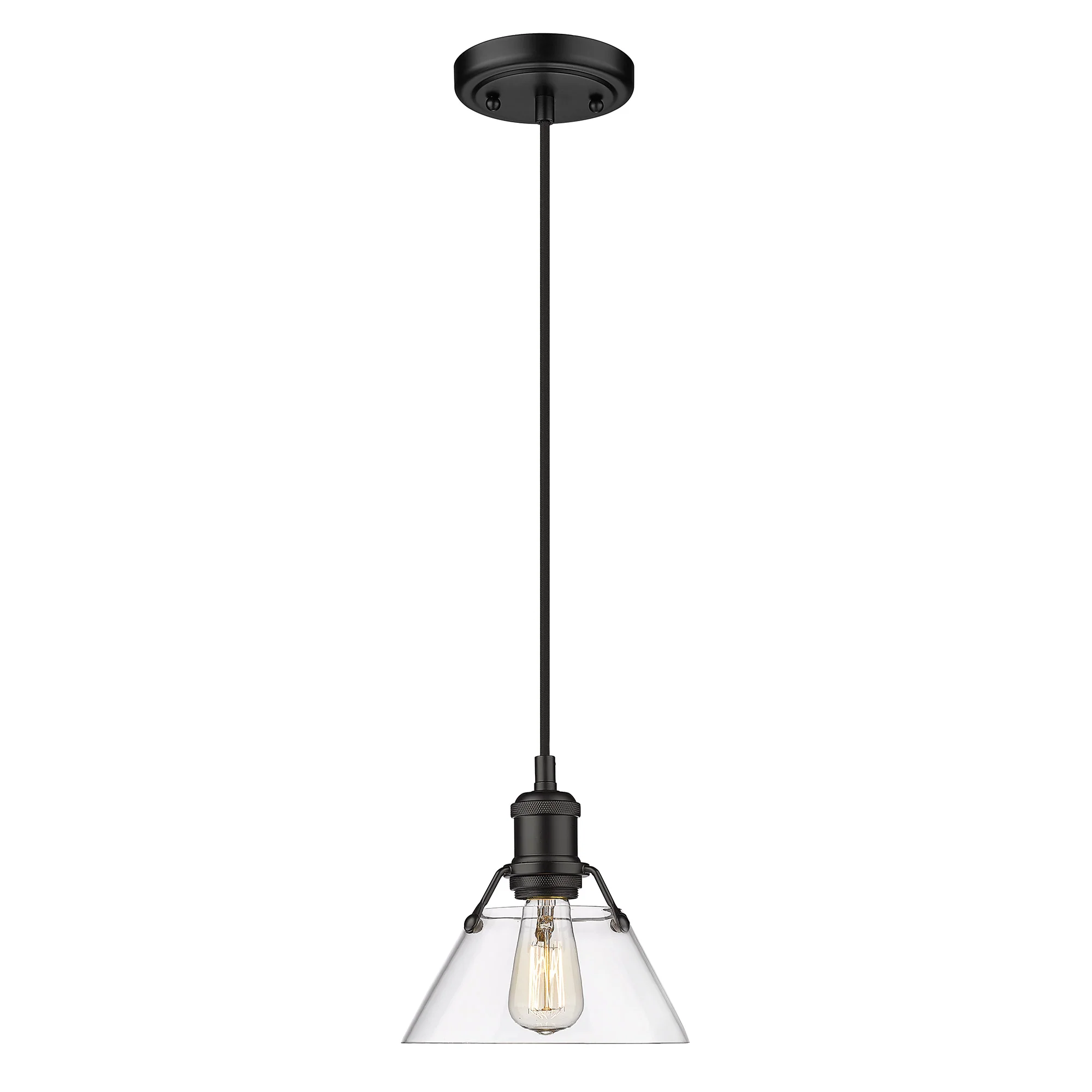 Orwell 1-light 8in Pendant in Matte Black and Clear Glass - Image 2