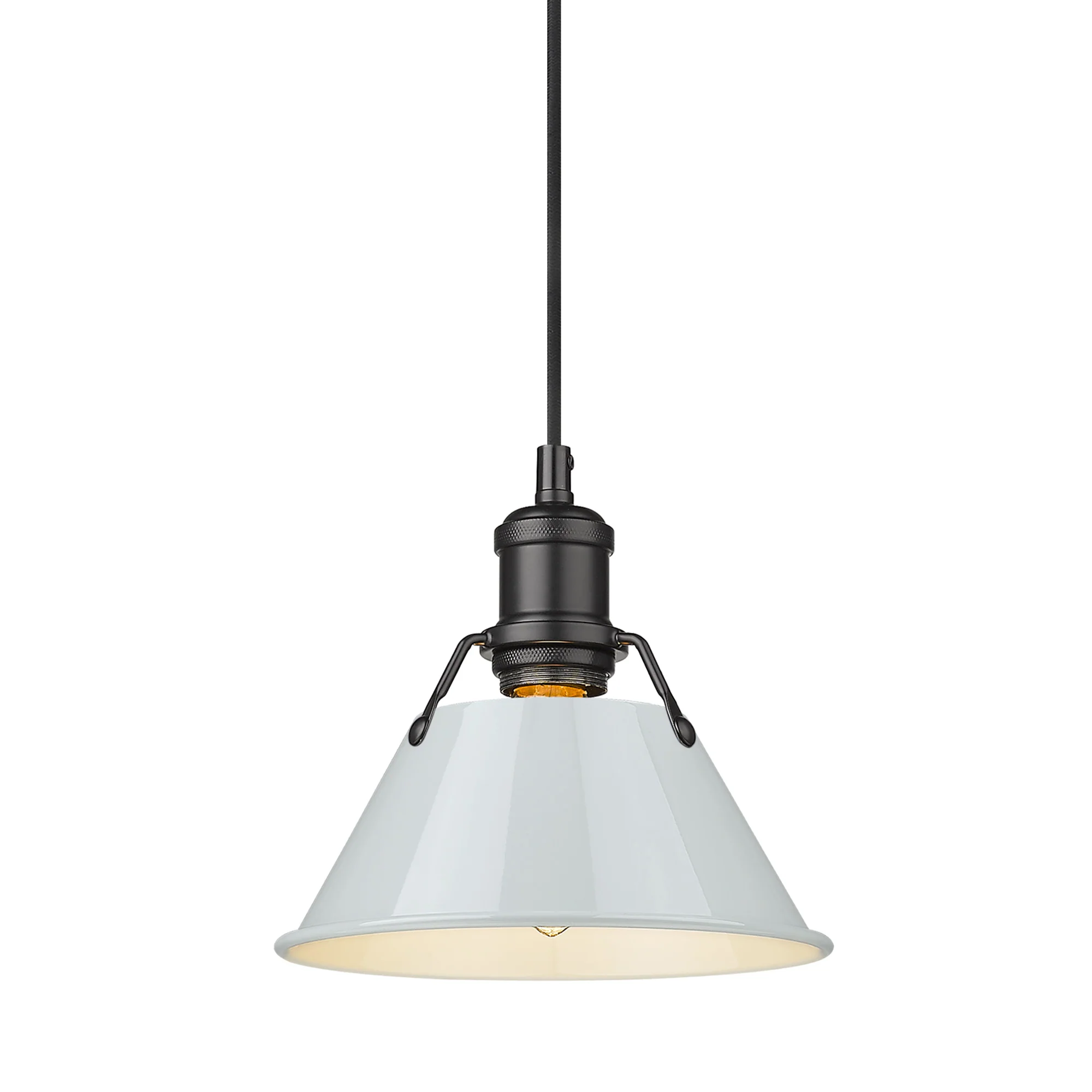 Orwell 1-light 8in Pendant in Matte Black and Dusky Blue shade - Image 3