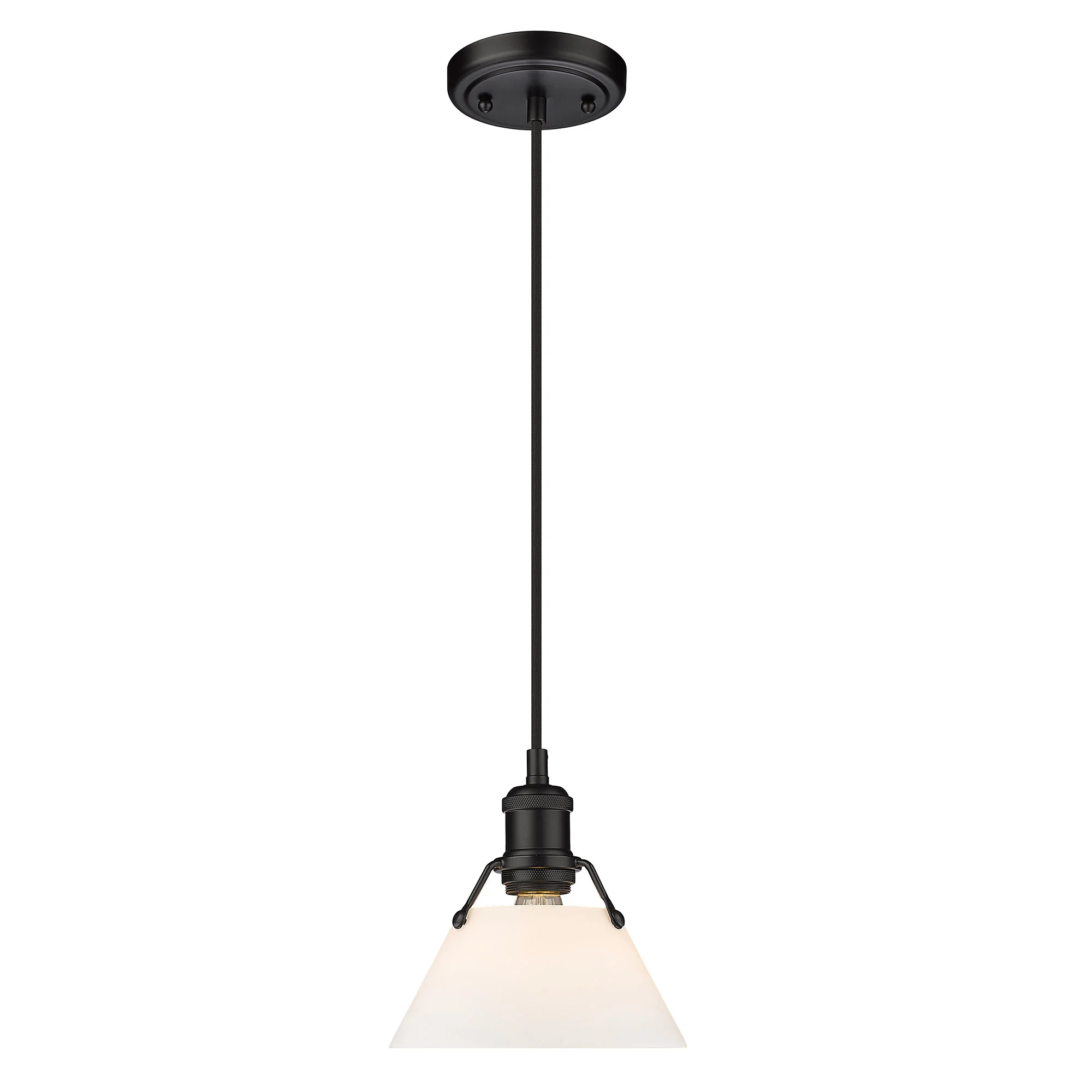 Orwell 1-light 8in Pendant in Matte Black and Opal Glass - Image 2