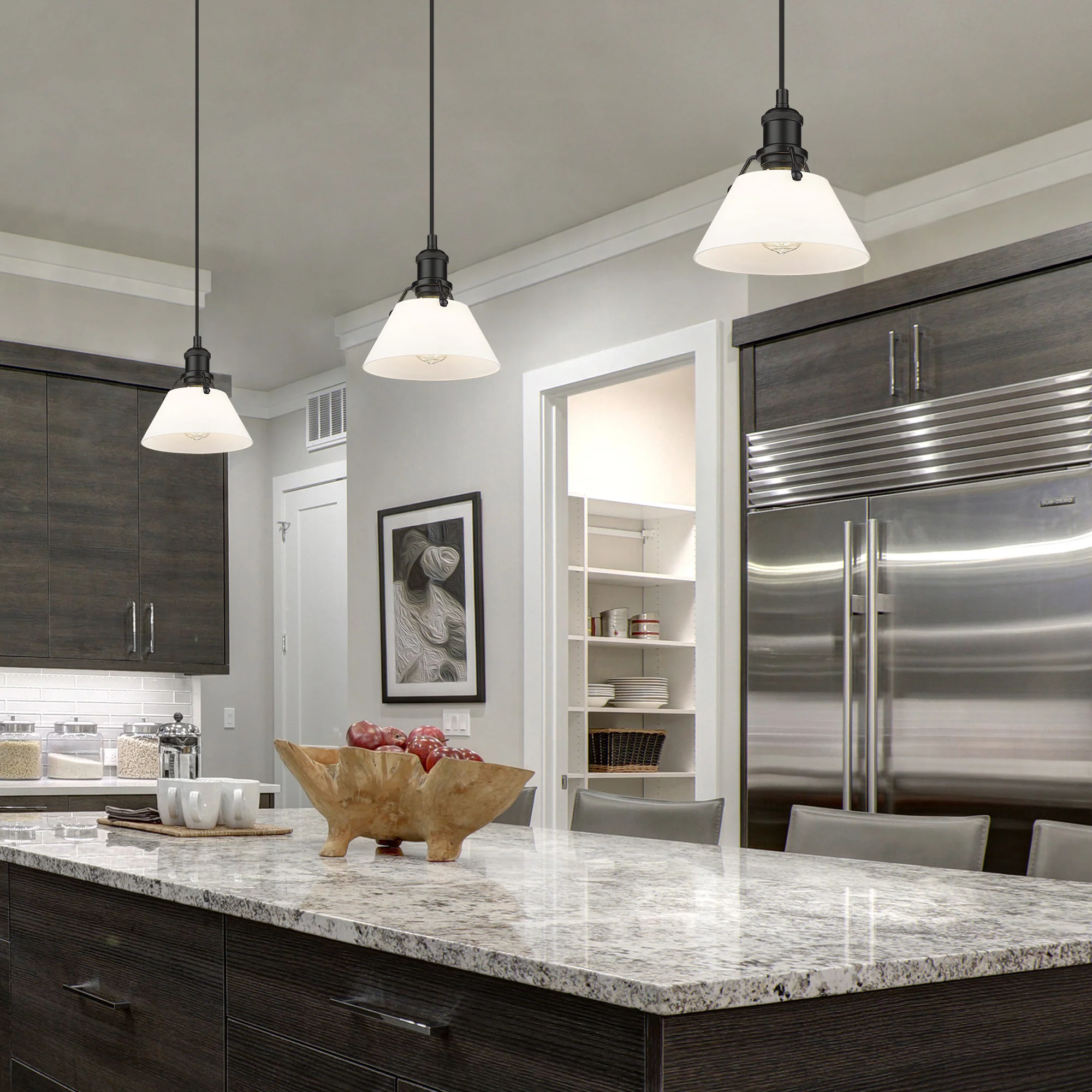 Orwell 1-light 8in Pendant in Matte Black and Opal Glass - Image 3