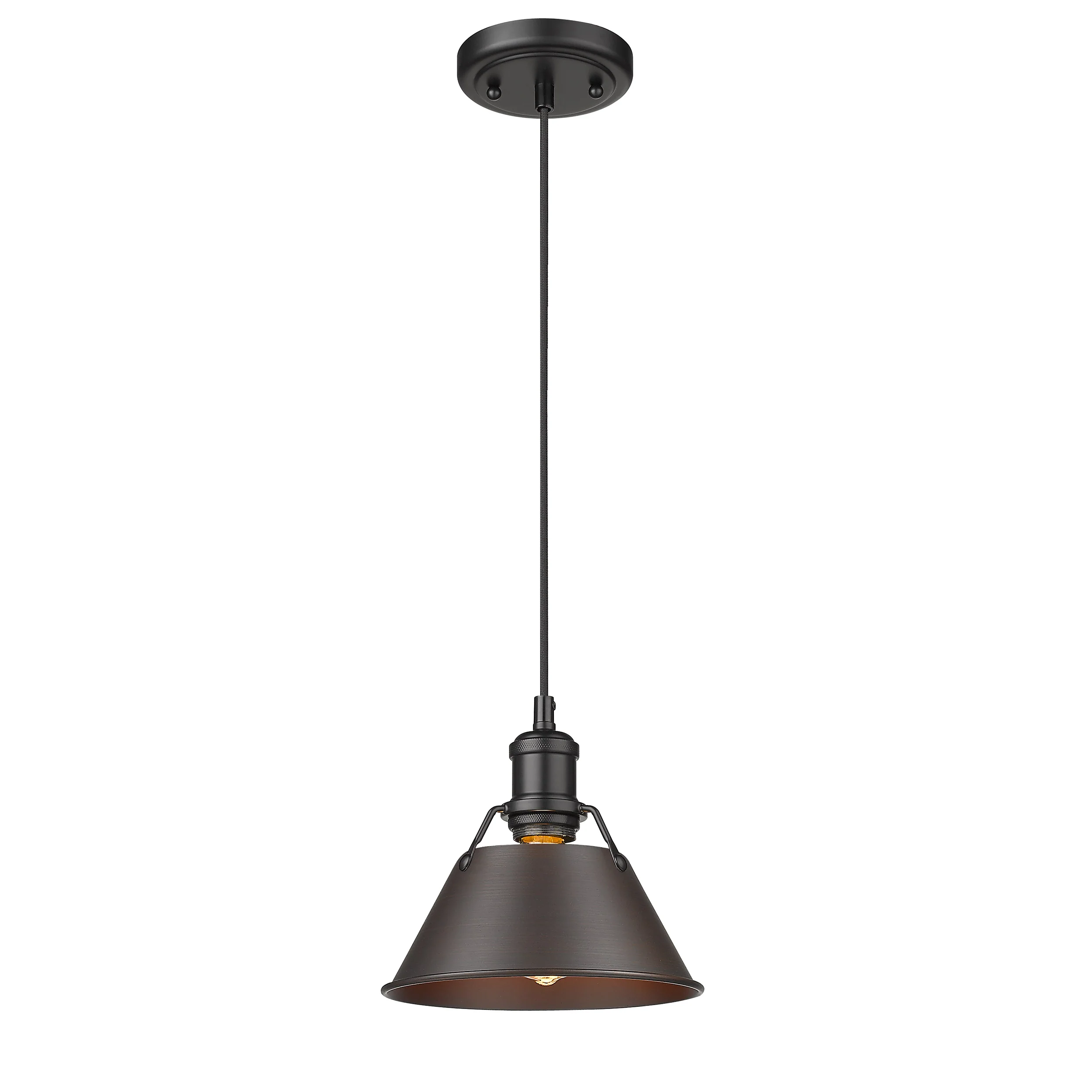 Orwell 1-light 8in Pendant in Matte Black and Rubbed Bronze shade - Image 2