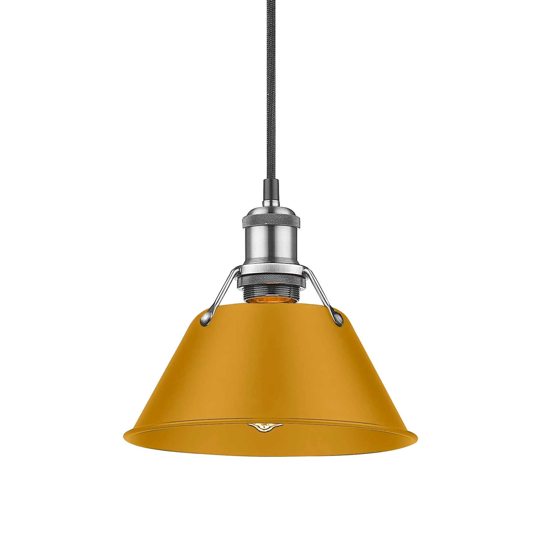 Orwell 1-light 8in Pendant in Pewter and Auric Yellow shade