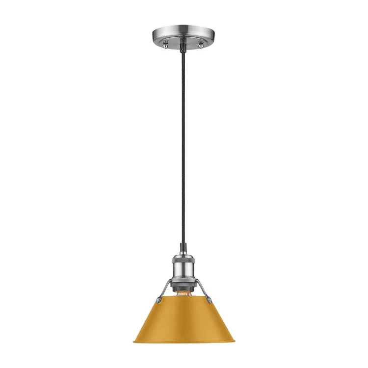 Orwell 1-light 8in Pendant in Pewter and Auric Yellow shade - Image 2