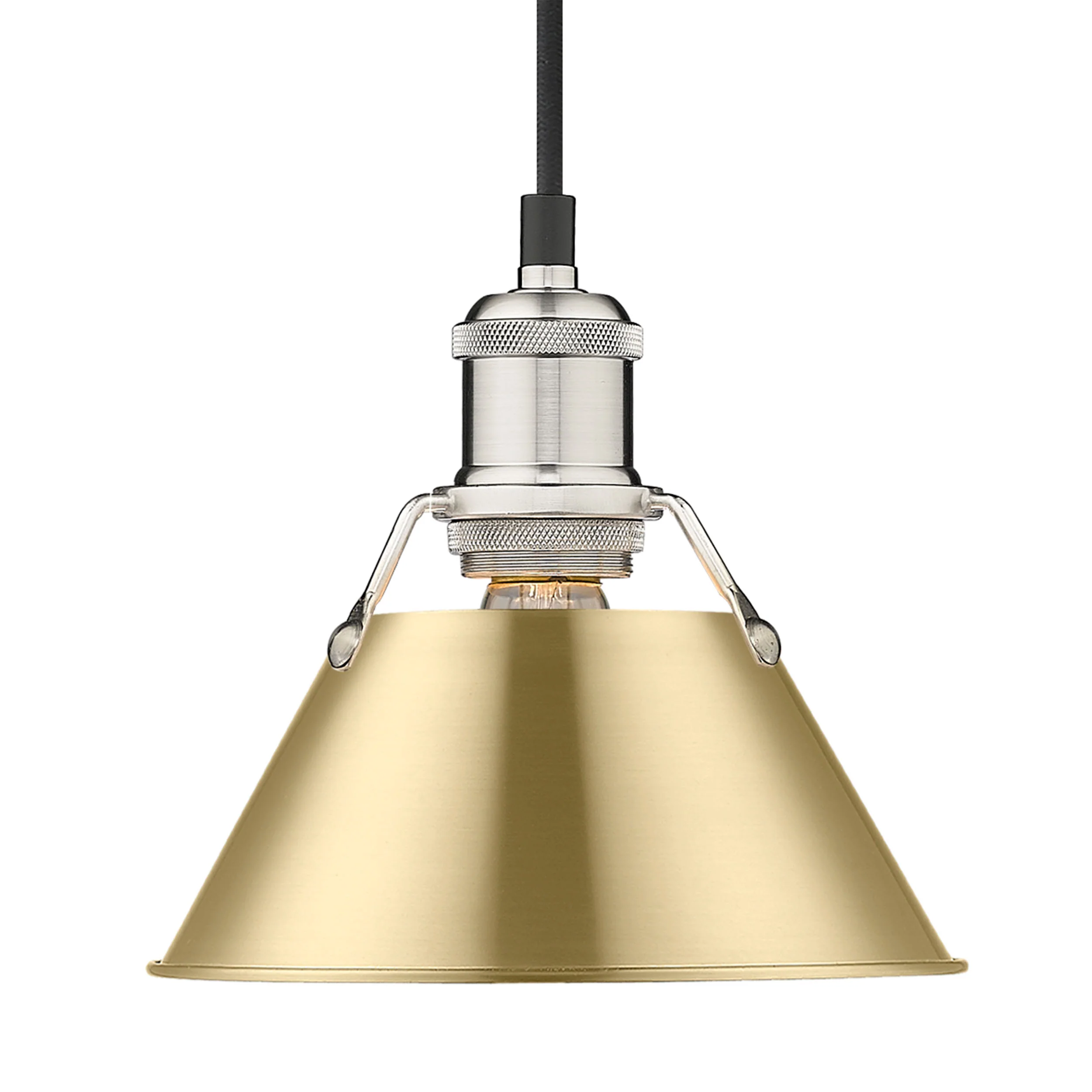 Orwell 1-light 8in Pendant in Pewter and Brushed Champagne Brass shade