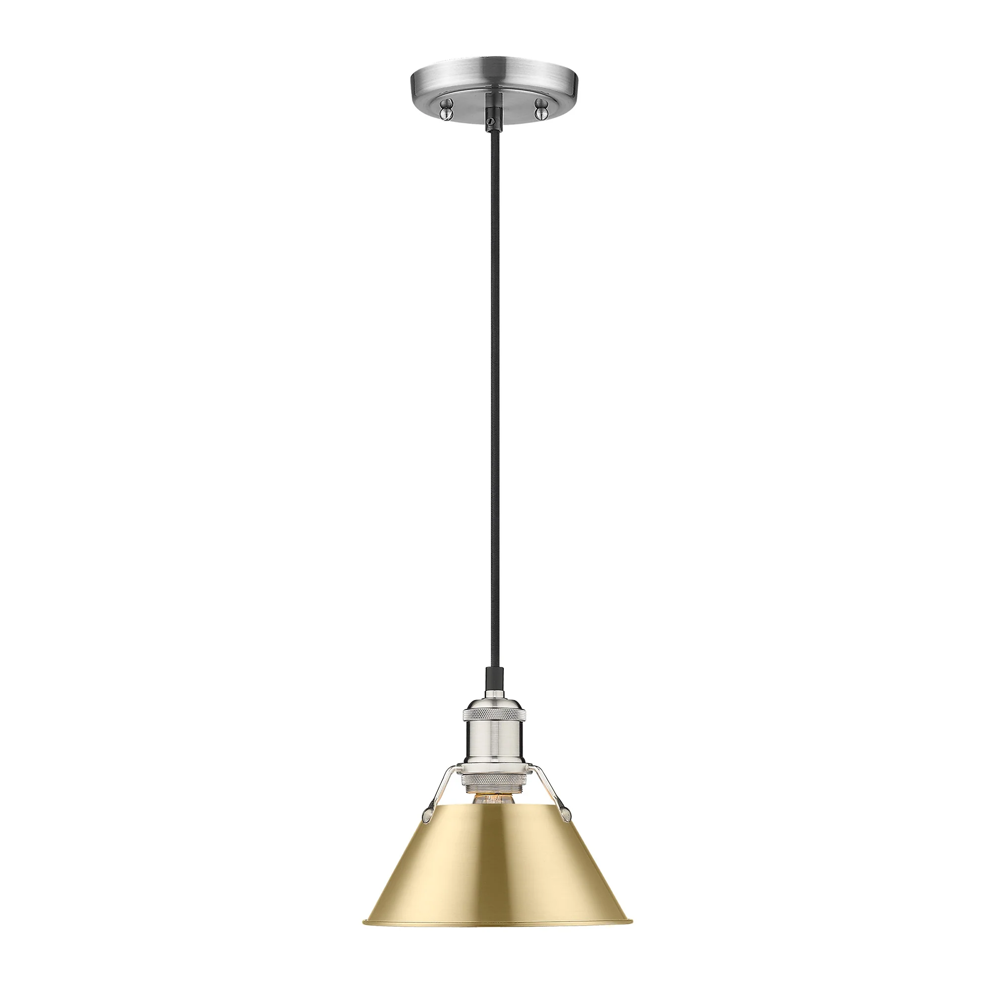 Orwell 1-light 8in Pendant in Pewter and Brushed Champagne Brass shade - Image 2