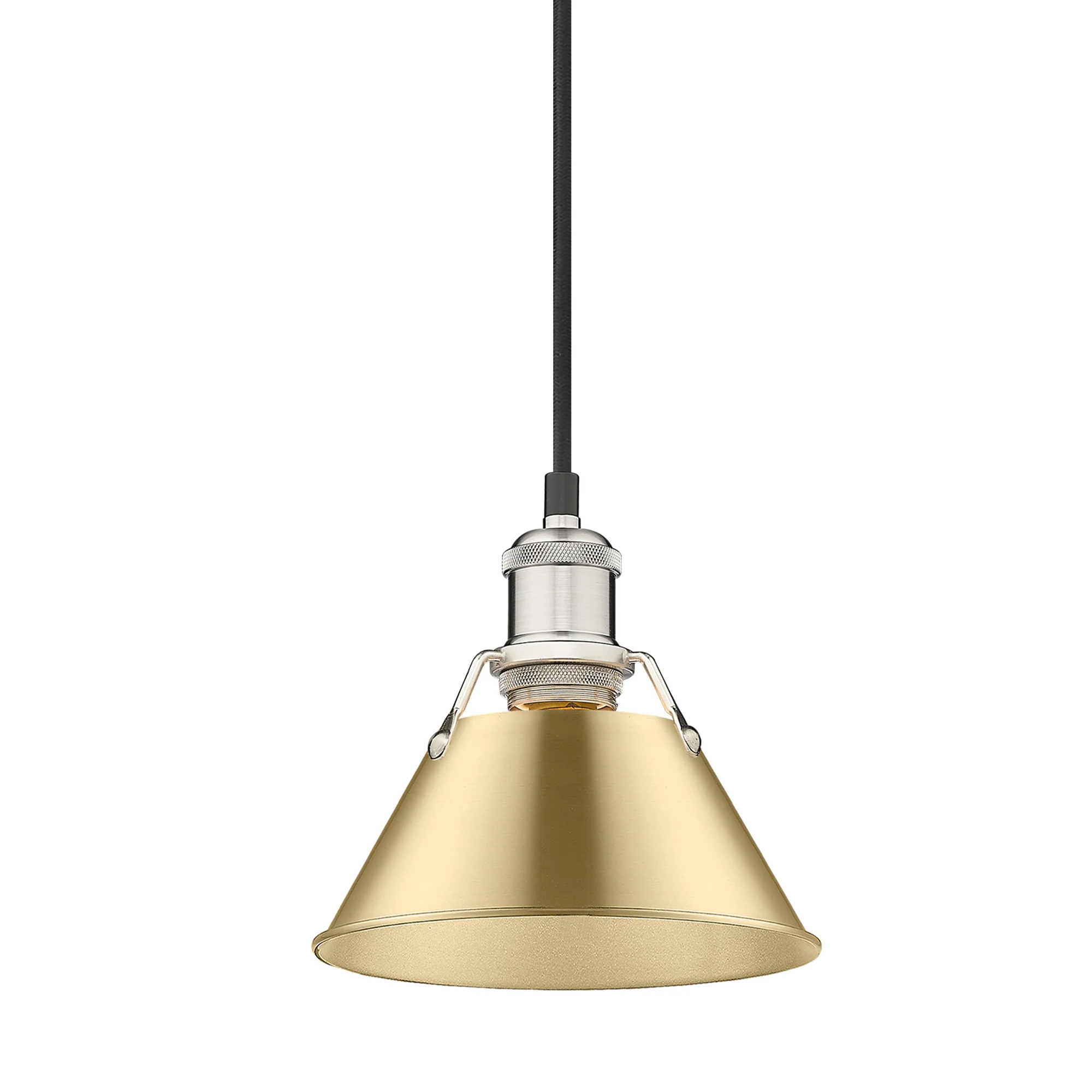 Orwell 1-light 8in Pendant in Pewter and Brushed Champagne Brass shade - Image 3