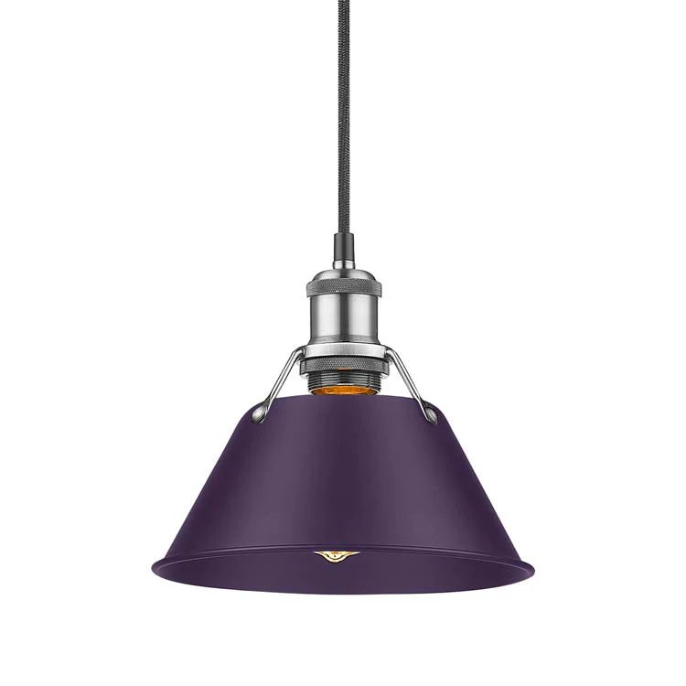 Orwell 1-light 8in Pendant in Pewter and Exotic Purple shade