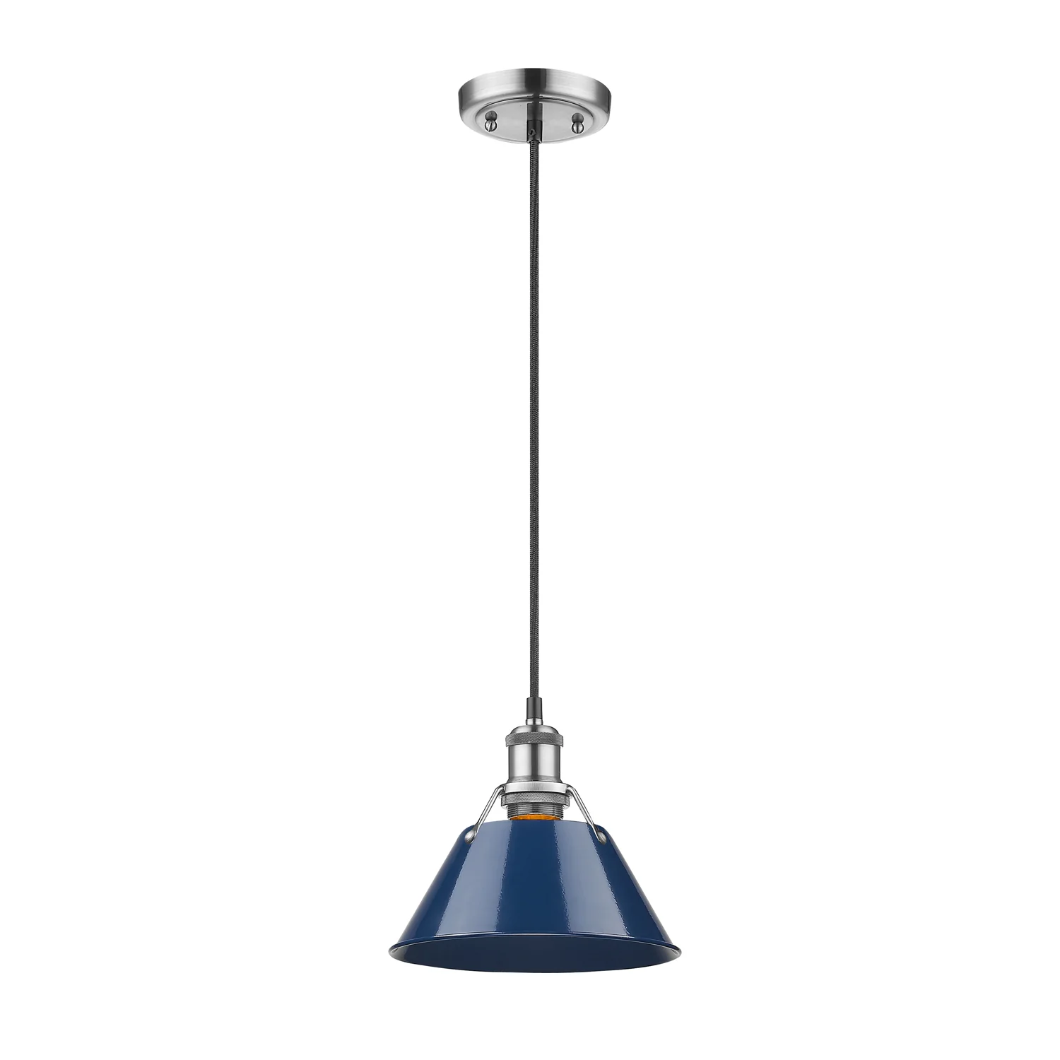 Orwell 1-light 8in Pendant in Pewter and Navy Blue shade - Image 3