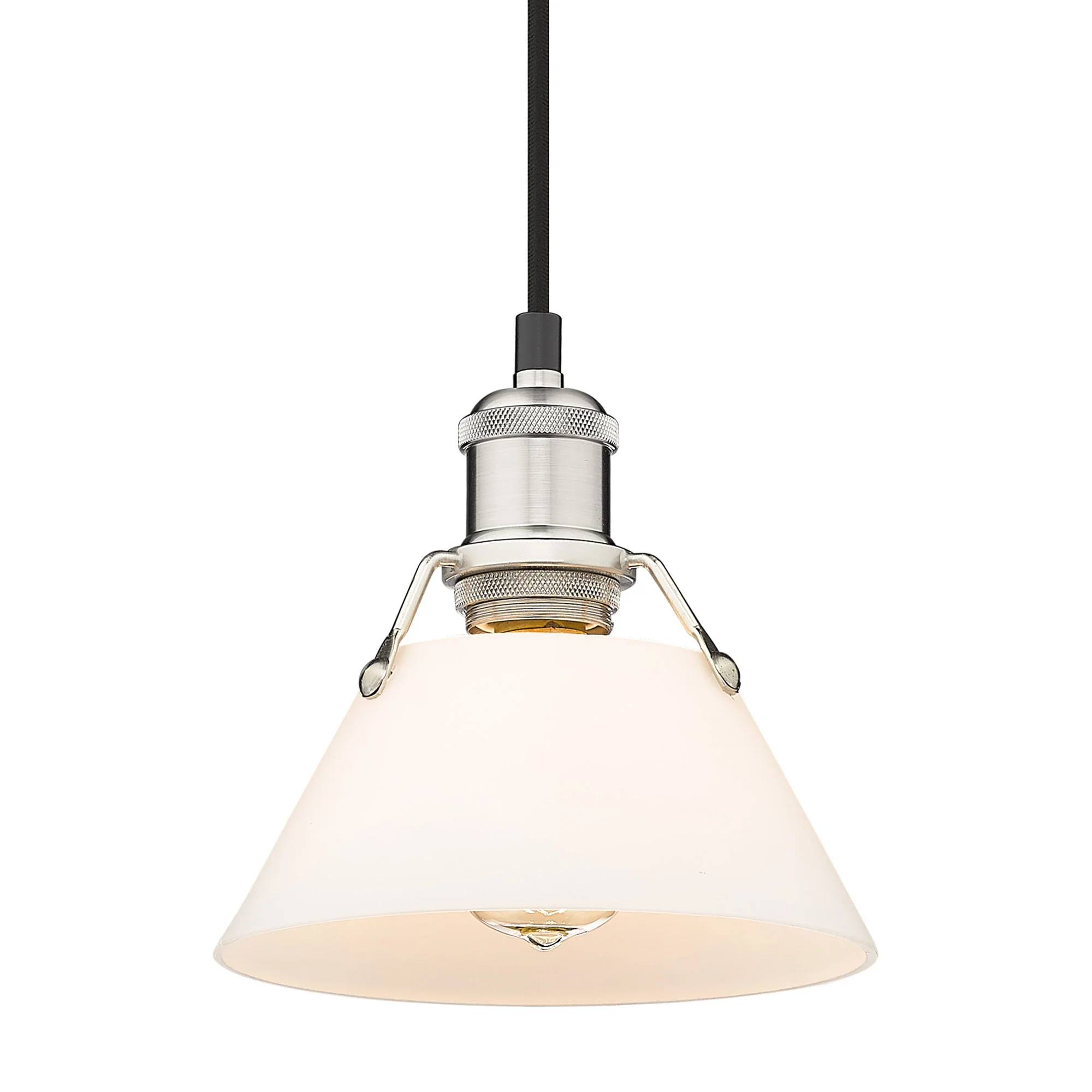 Orwell 1-light 8in Pendant in Pewter and Opal Glass