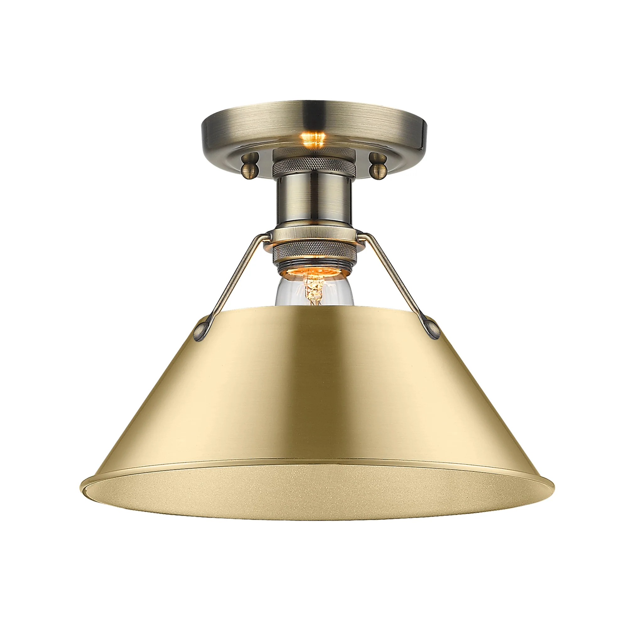 Orwell 1-light Flush Mount in Aged Brass and Brushed Champagne Brass shade