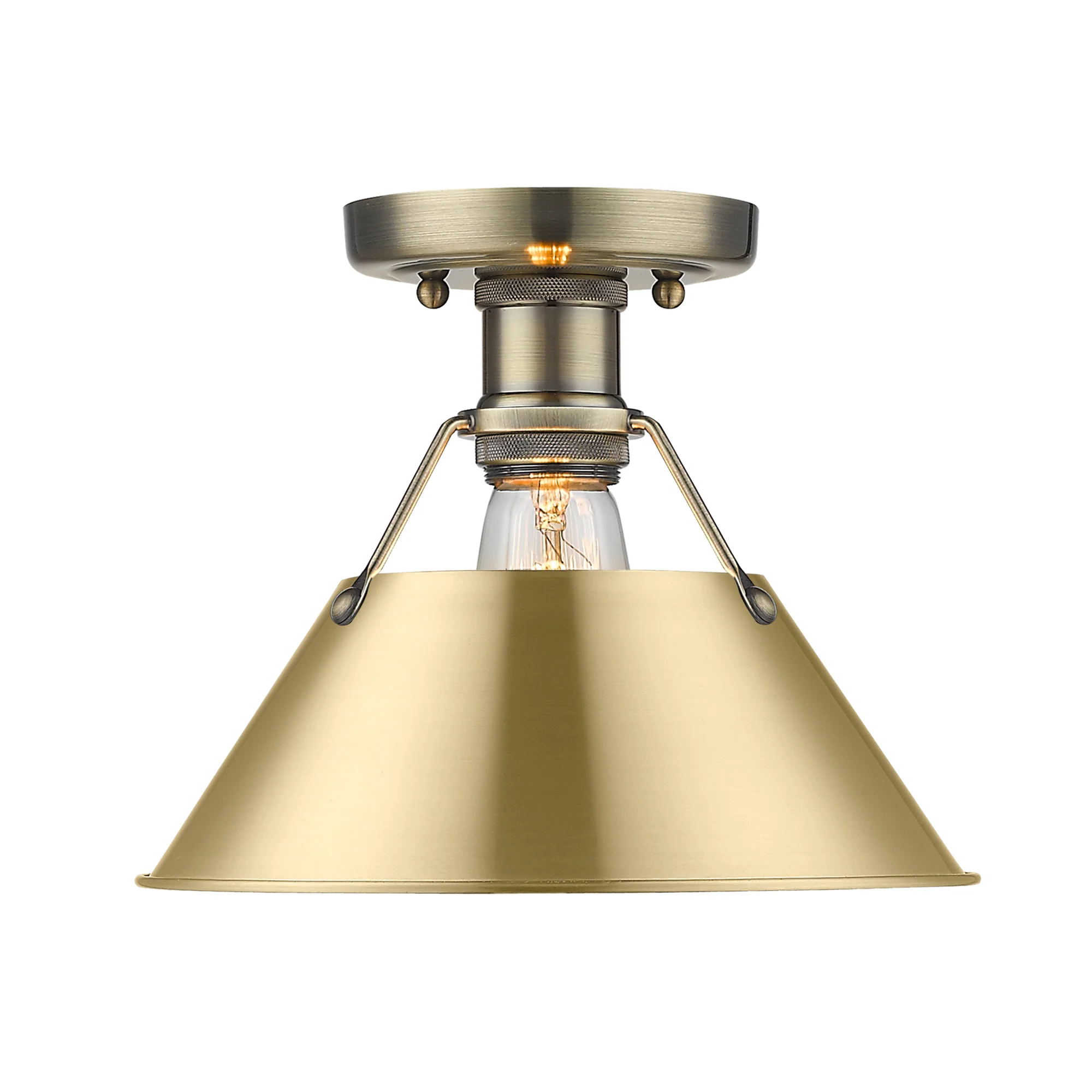 Orwell 1-light Flush Mount in Aged Brass and Brushed Champagne Brass shade - Image 2