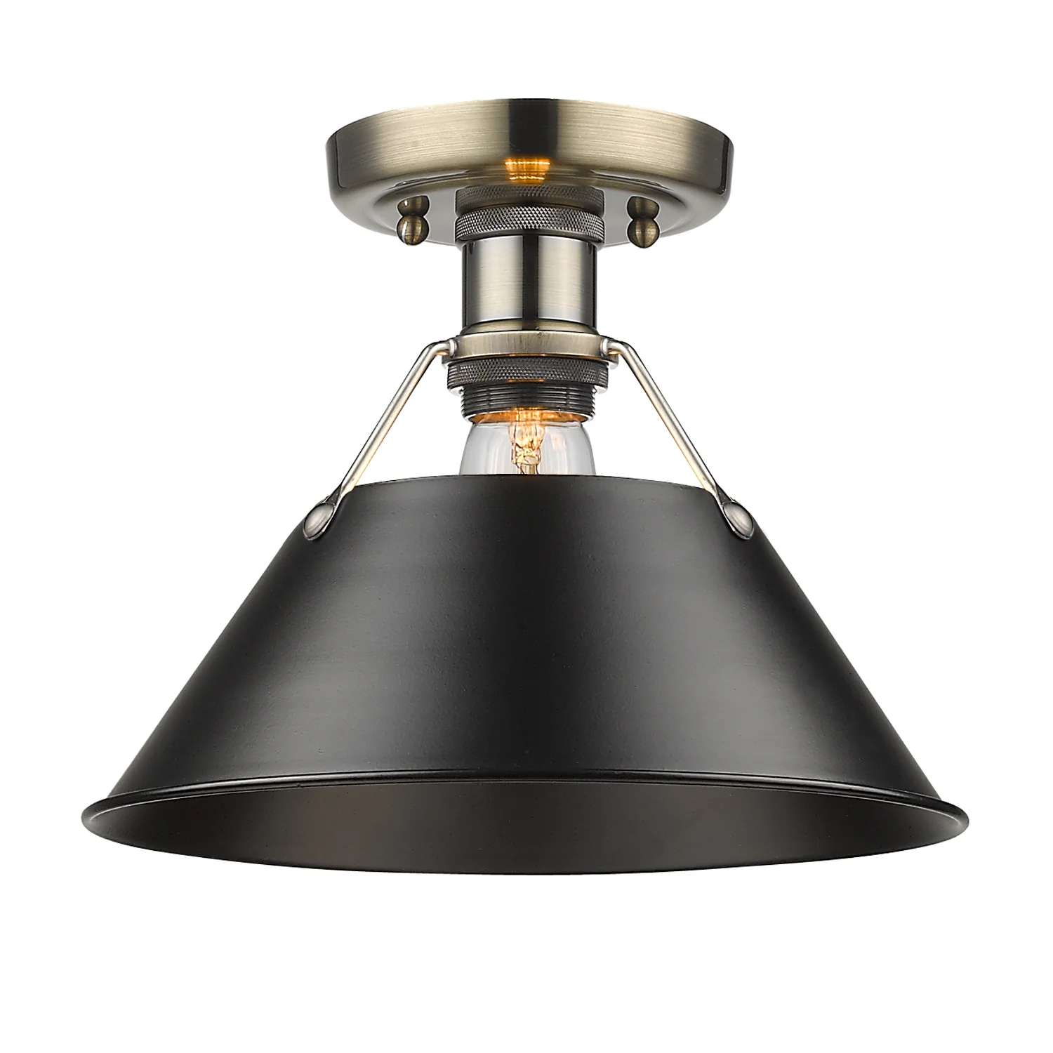 Orwell 1-light Flush Mount in Aged Brass and Matte Black shade