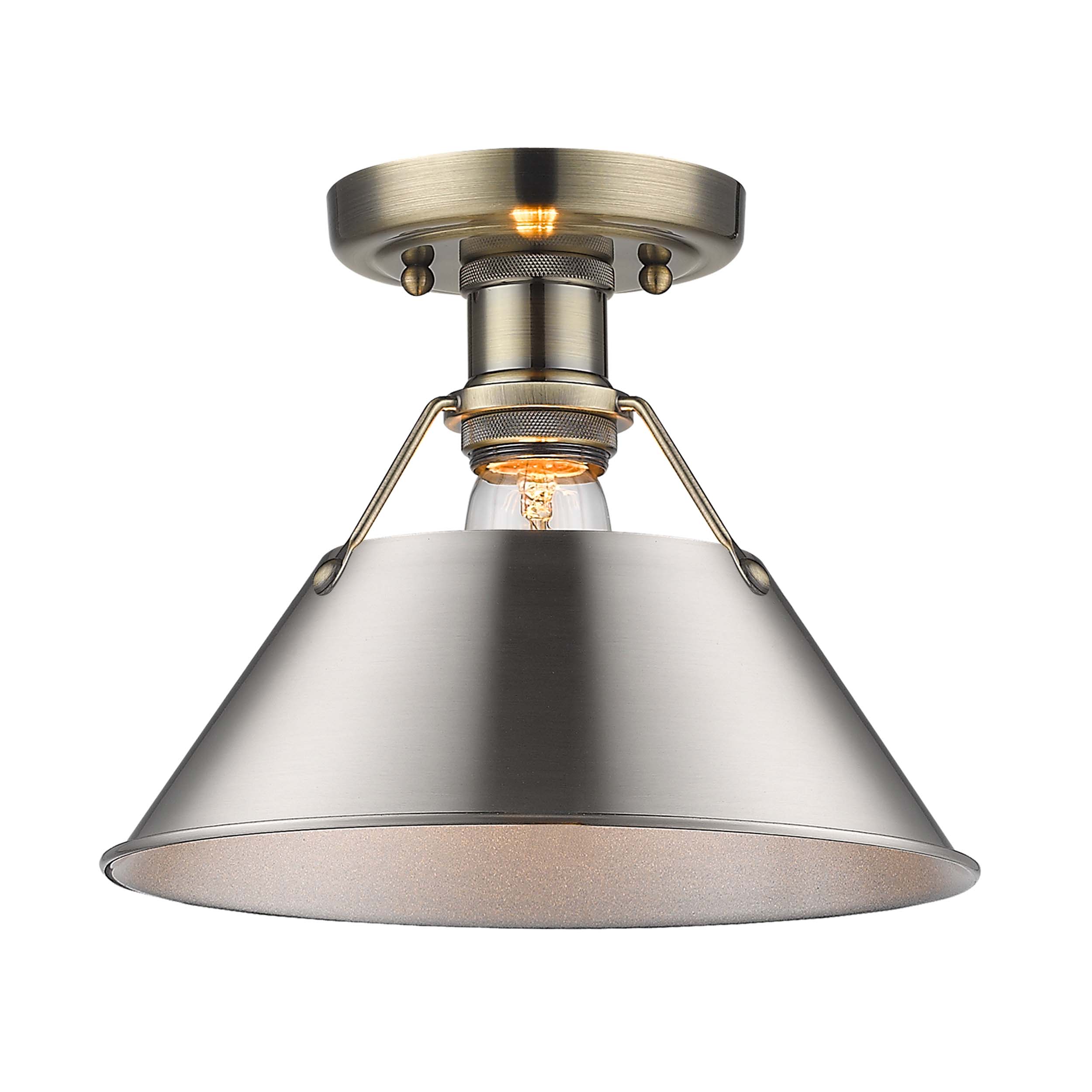 Orwell 1-light Flush Mount in Aged Brass and Pewter shade