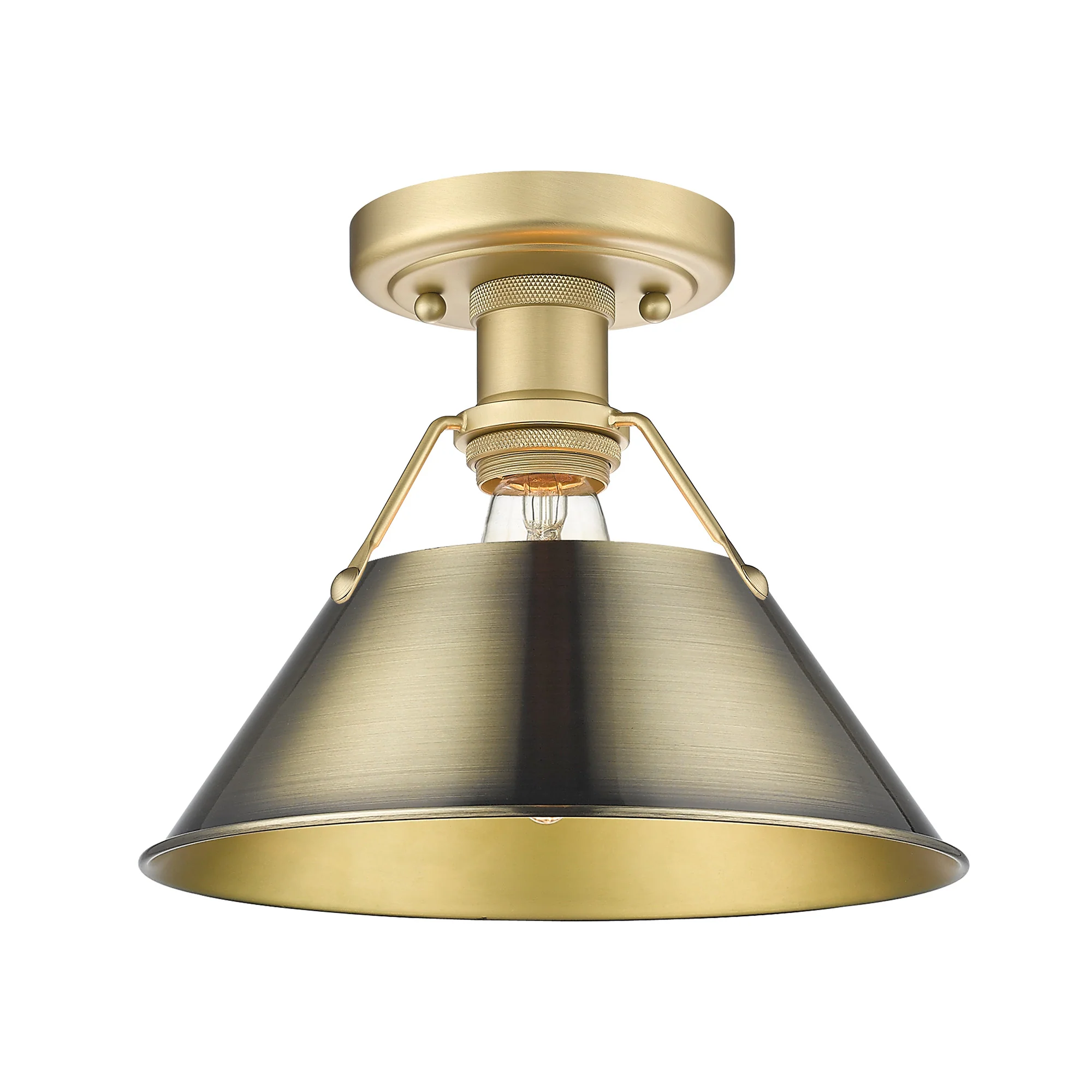 Orwell 1-light Flush Mount in Brushed Champagne Brass and Aged Brass shade