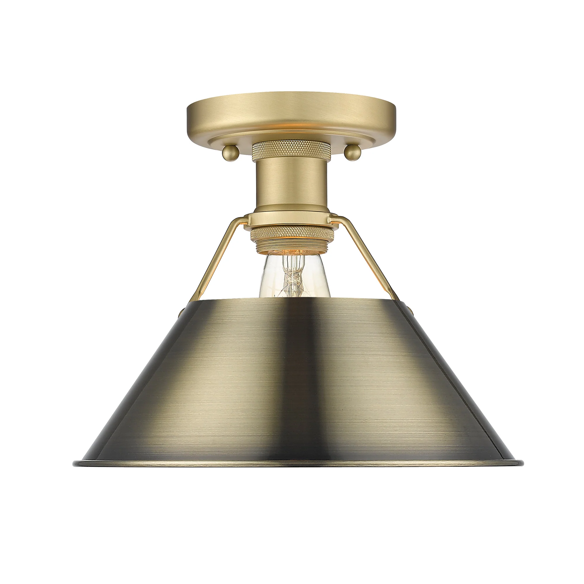 Orwell 1-light Flush Mount in Brushed Champagne Brass and Aged Brass shade - Image 2