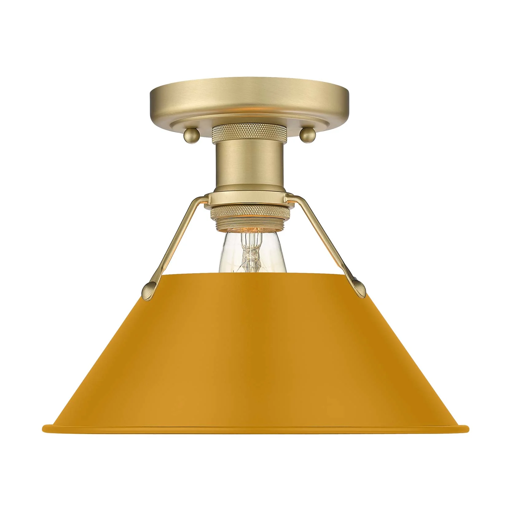 Orwell 1-light Flush Mount in Brushed Champagne Brass and Auric Yellow shade - Image 2