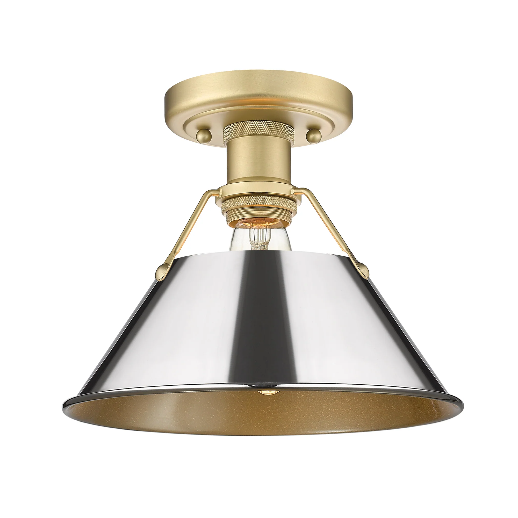 Orwell 1-light Flush Mount in Brushed Champagne Brass and Chrome shade