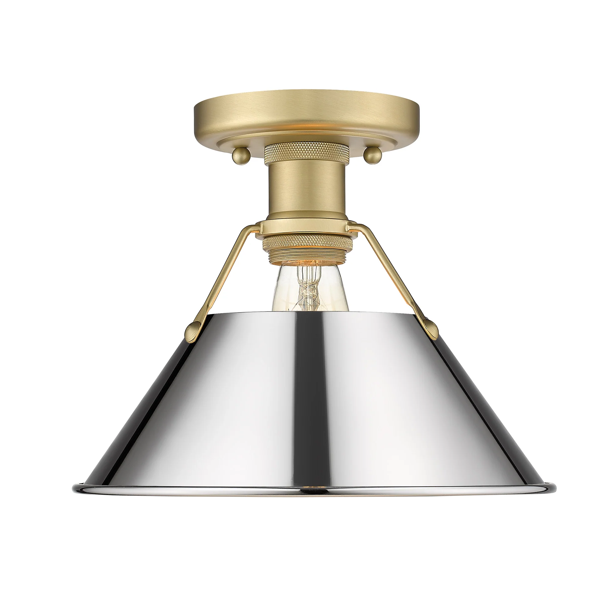 Orwell 1-light Flush Mount in Brushed Champagne Brass and Chrome shade - Image 2