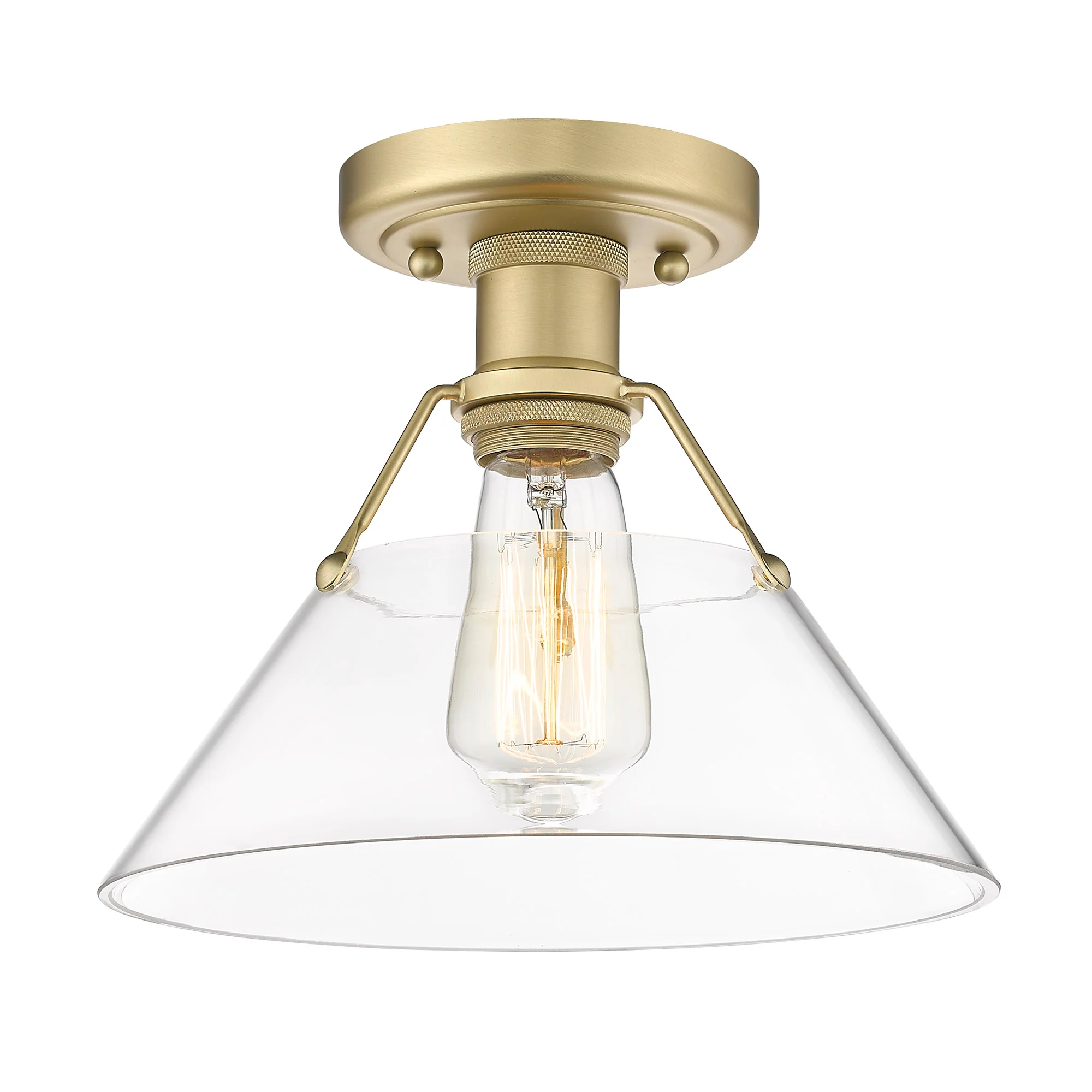 Orwell 1-light Flush Mount in Brushed Champagne Brass and Clear Glass