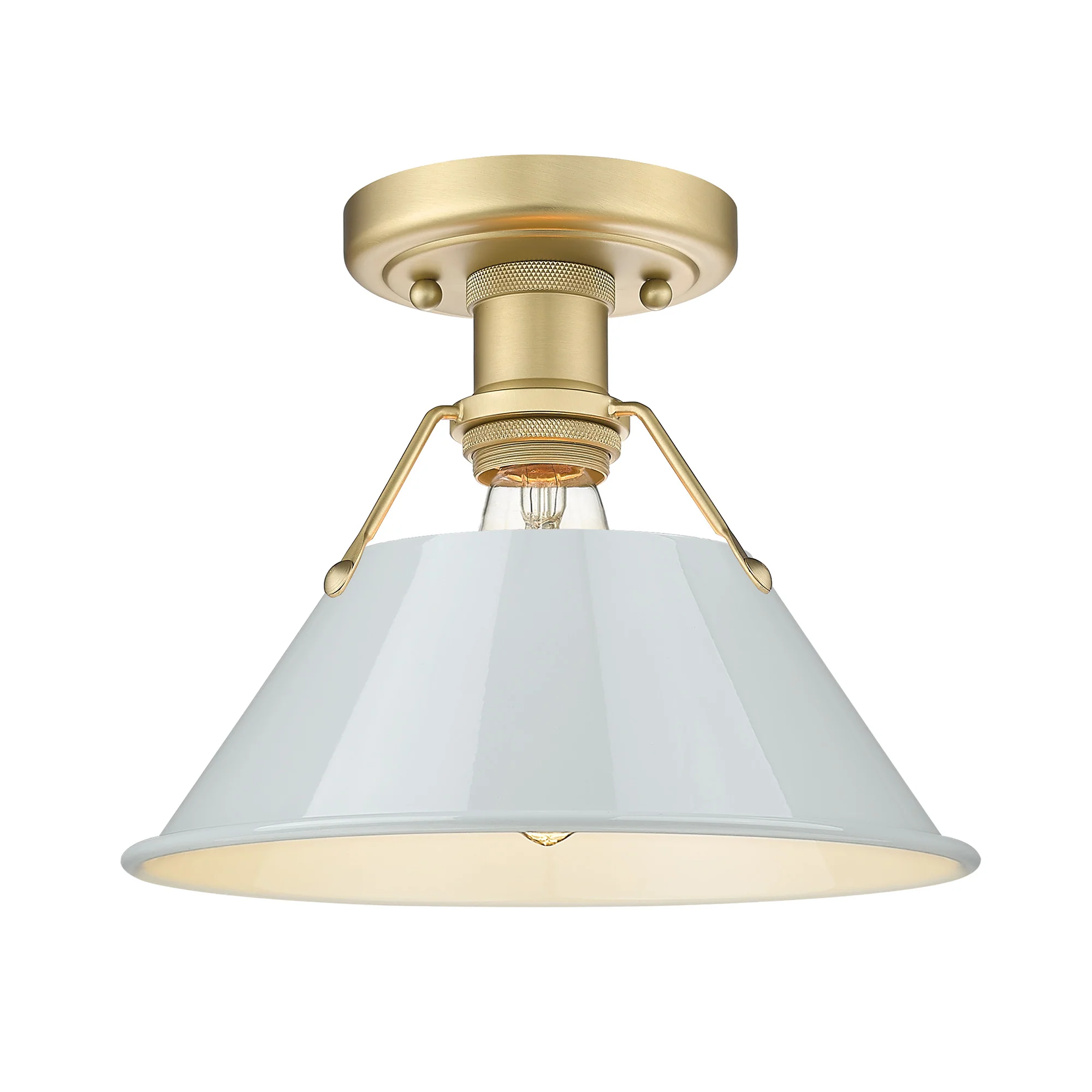 Orwell 1-light Flush Mount in Brushed Champagne Brass and Dusky Blue shade