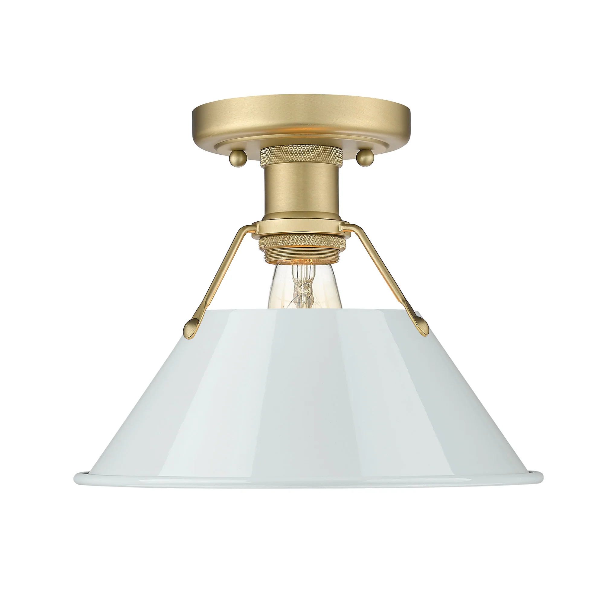 Orwell 1-light Flush Mount in Brushed Champagne Brass and Dusky Blue shade - Image 2