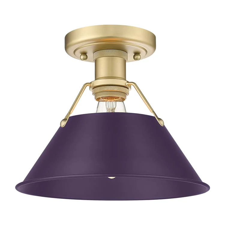 Orwell 1-light Flush Mount in Brushed Champagne Brass and Exotic Purple shade