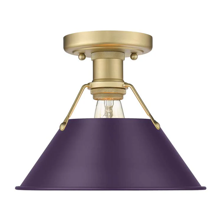 Orwell 1-light Flush Mount in Brushed Champagne Brass and Exotic Purple shade - Image 2