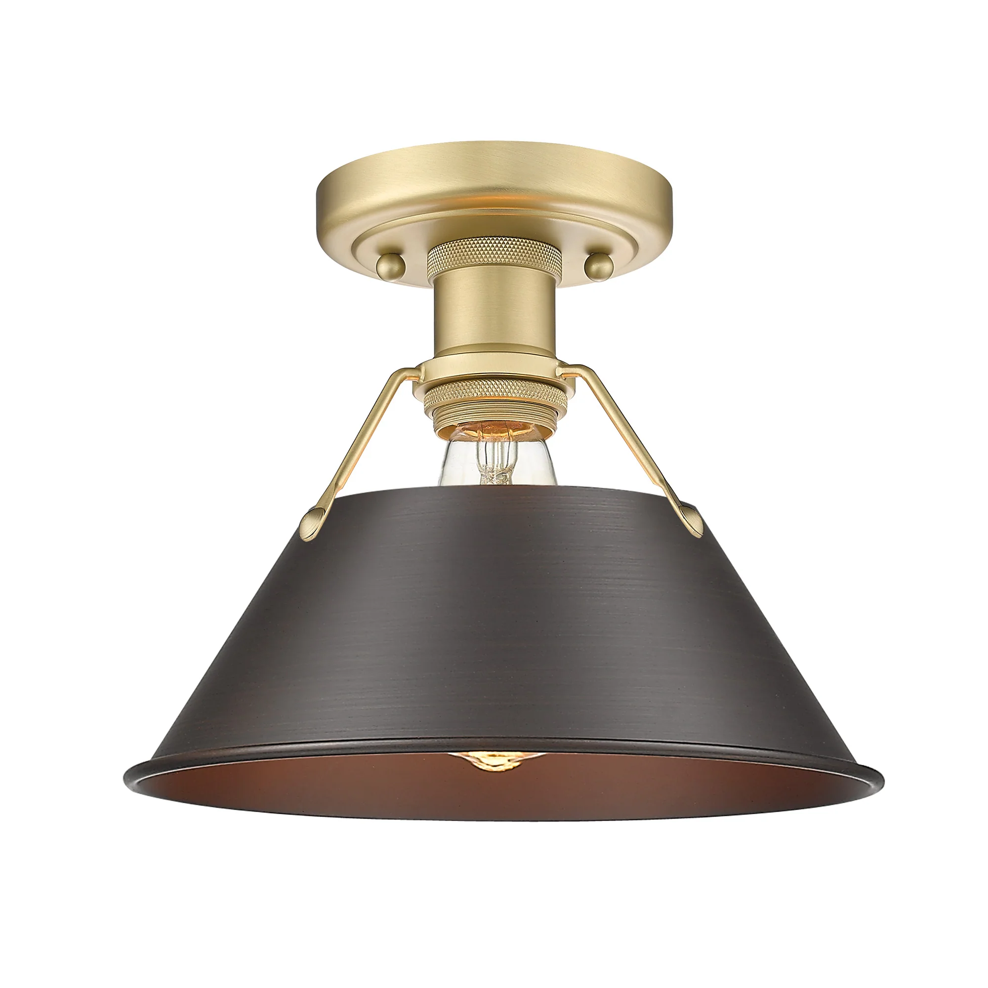 Orwell 1-light Flush Mount in Brushed Champagne Brass and Matte Black shade