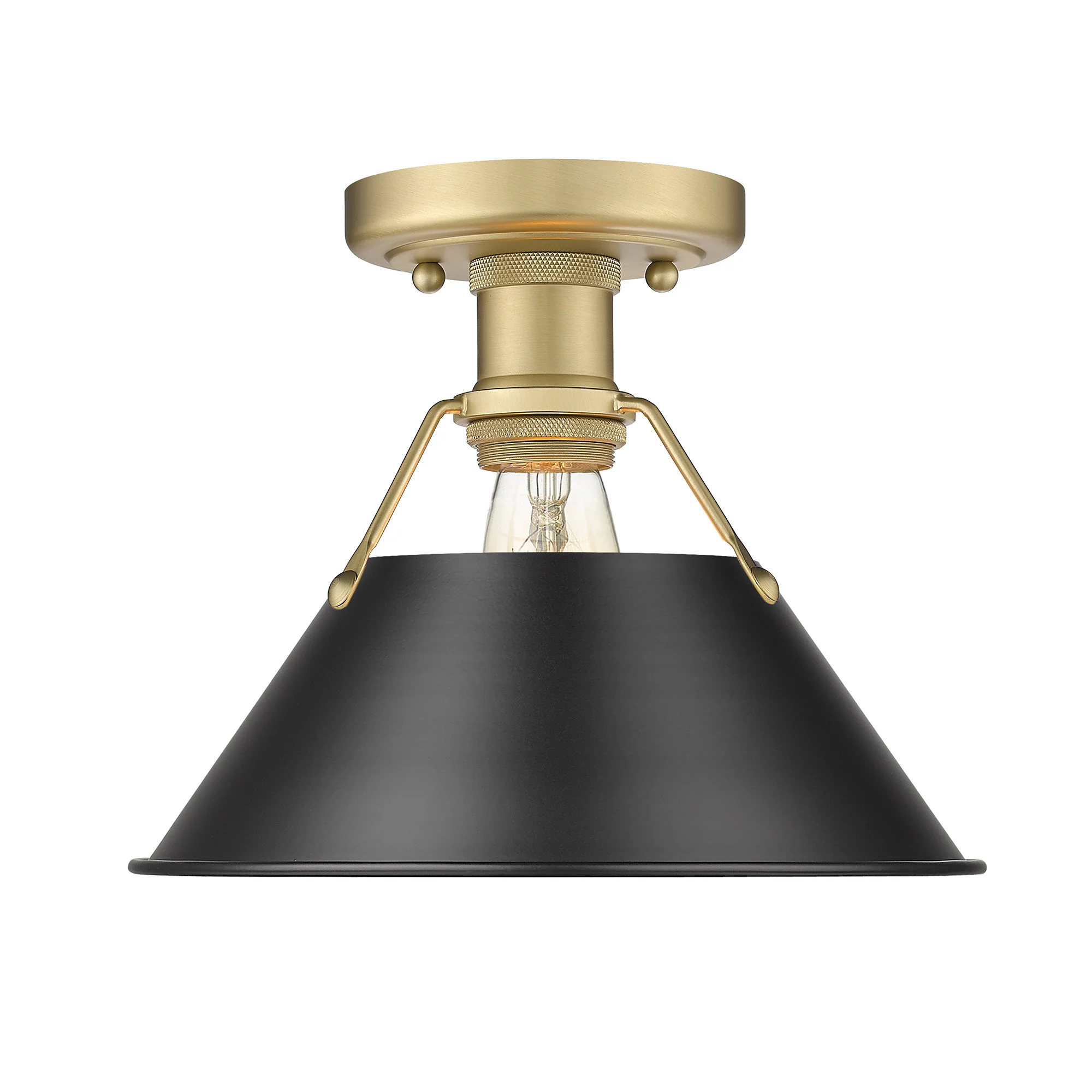 Orwell 1-light Flush Mount in Brushed Champagne Brass and Matte Black shade - Image 2