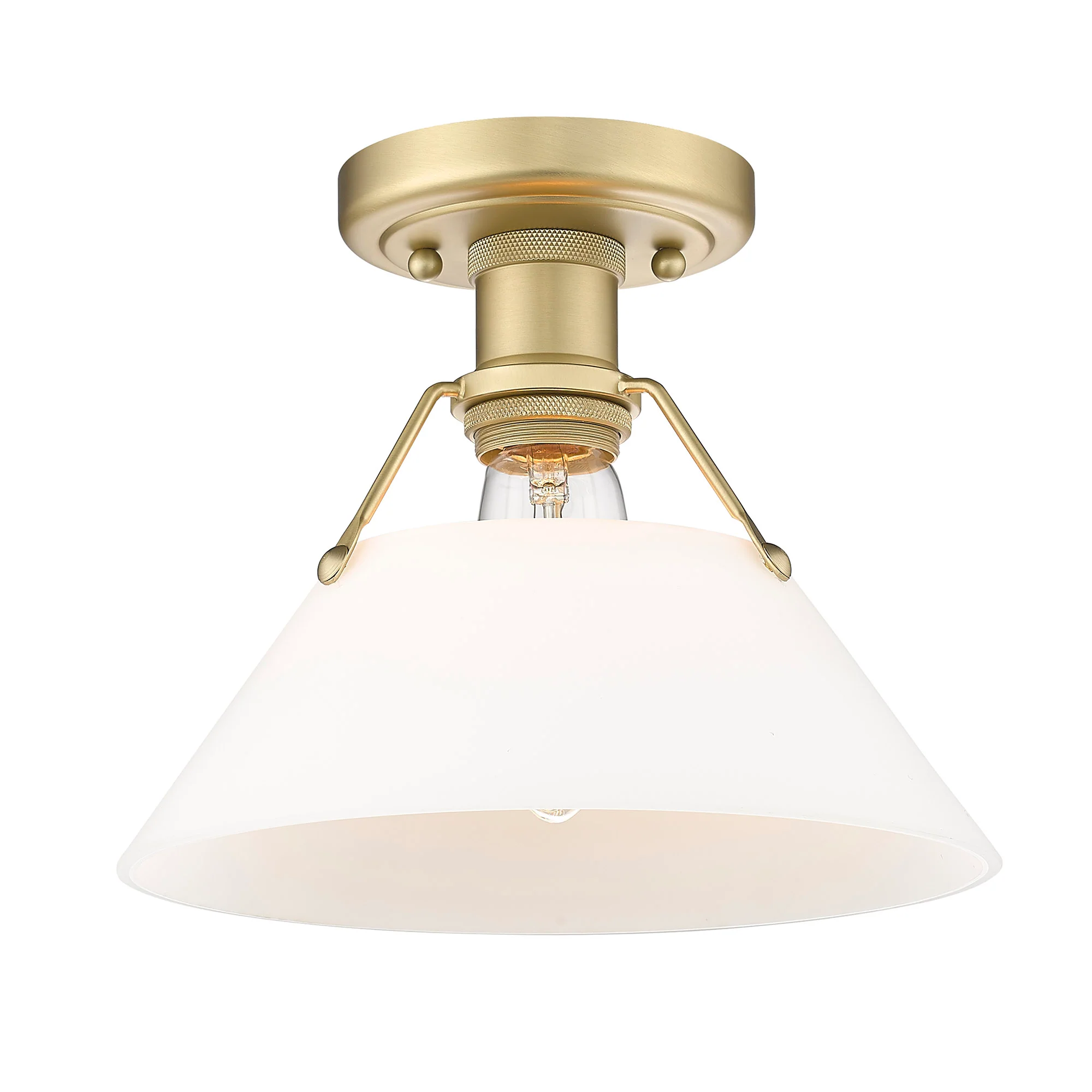Orwell 1-light Flush Mount in Brushed Champagne Brass and Opal Glass