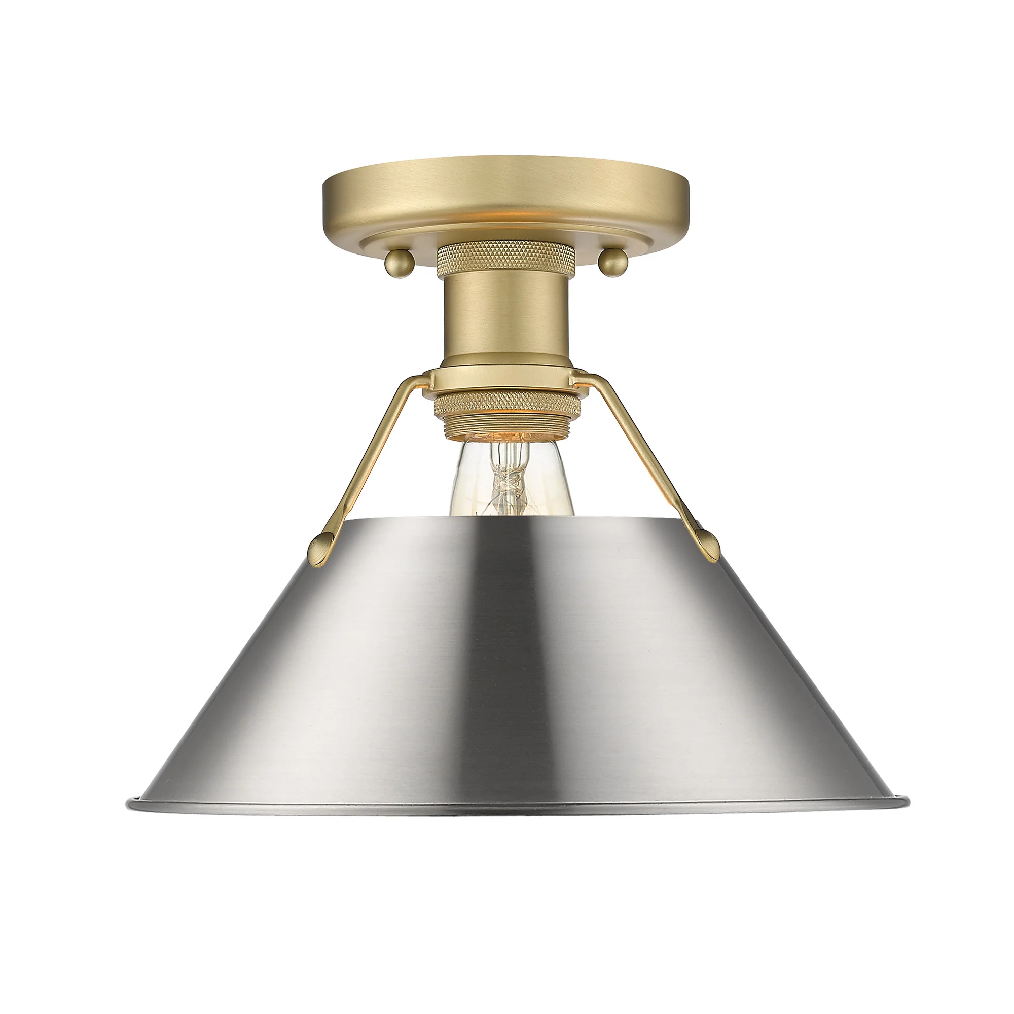 Orwell 1-light Flush Mount in Brushed Champagne Brass and Pewter shade - Image 2